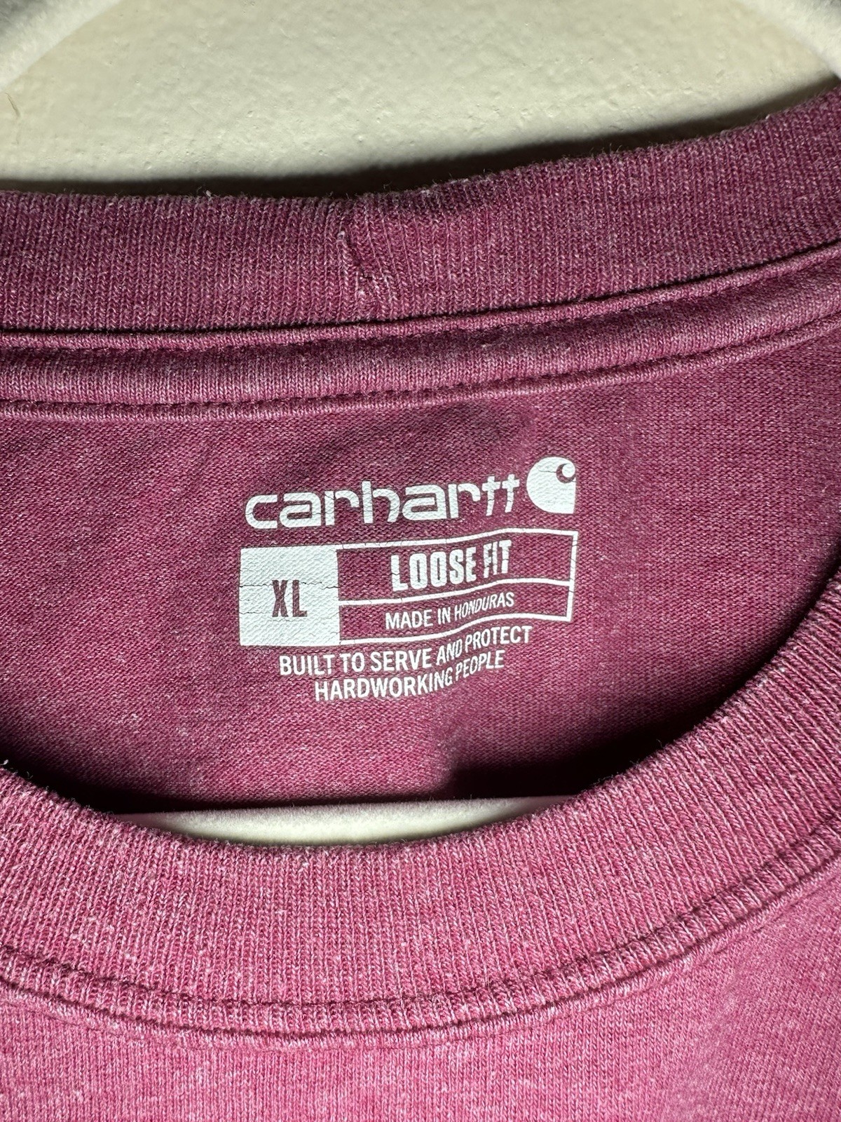 Carhartt K87 Men’s XL Loose Fit Pocket Crew Neck Short Sleeve T-Shirt Burgundy