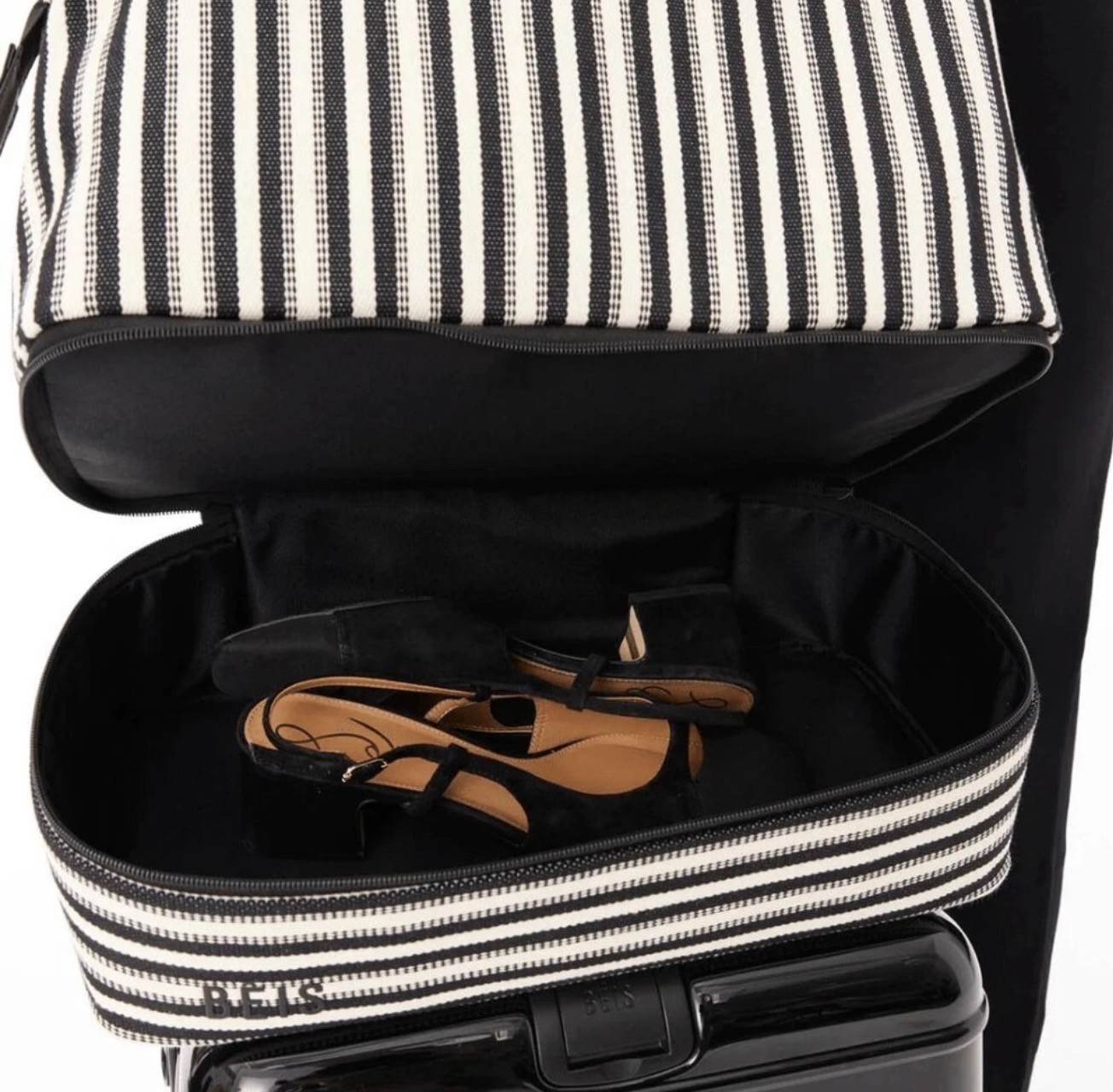 Beis Mini Weekender in Black Stripe