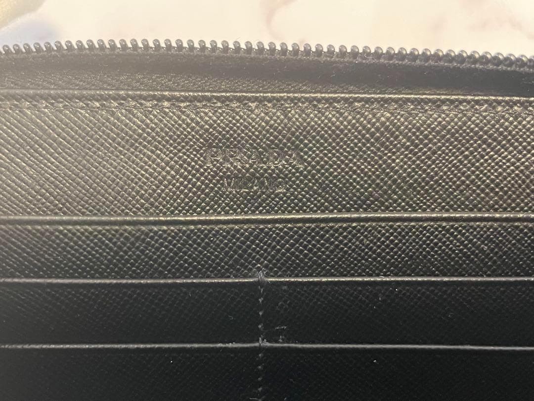 PRADA Long Wallet Round Zipper Triangle Plate Nylon