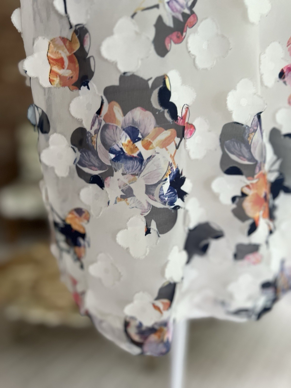 A New Day Women’s White Blue Floral 3D Applique Sheer Tank Top M Fairycore