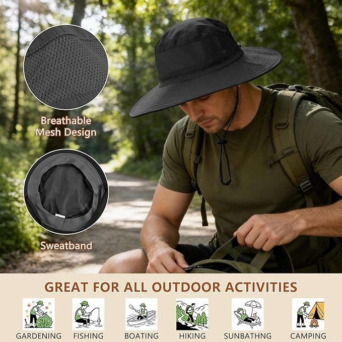 Sun Hat with Neck Flap, UPF 50+, Waterproof Wide Brim for Hiking & Fishing ..