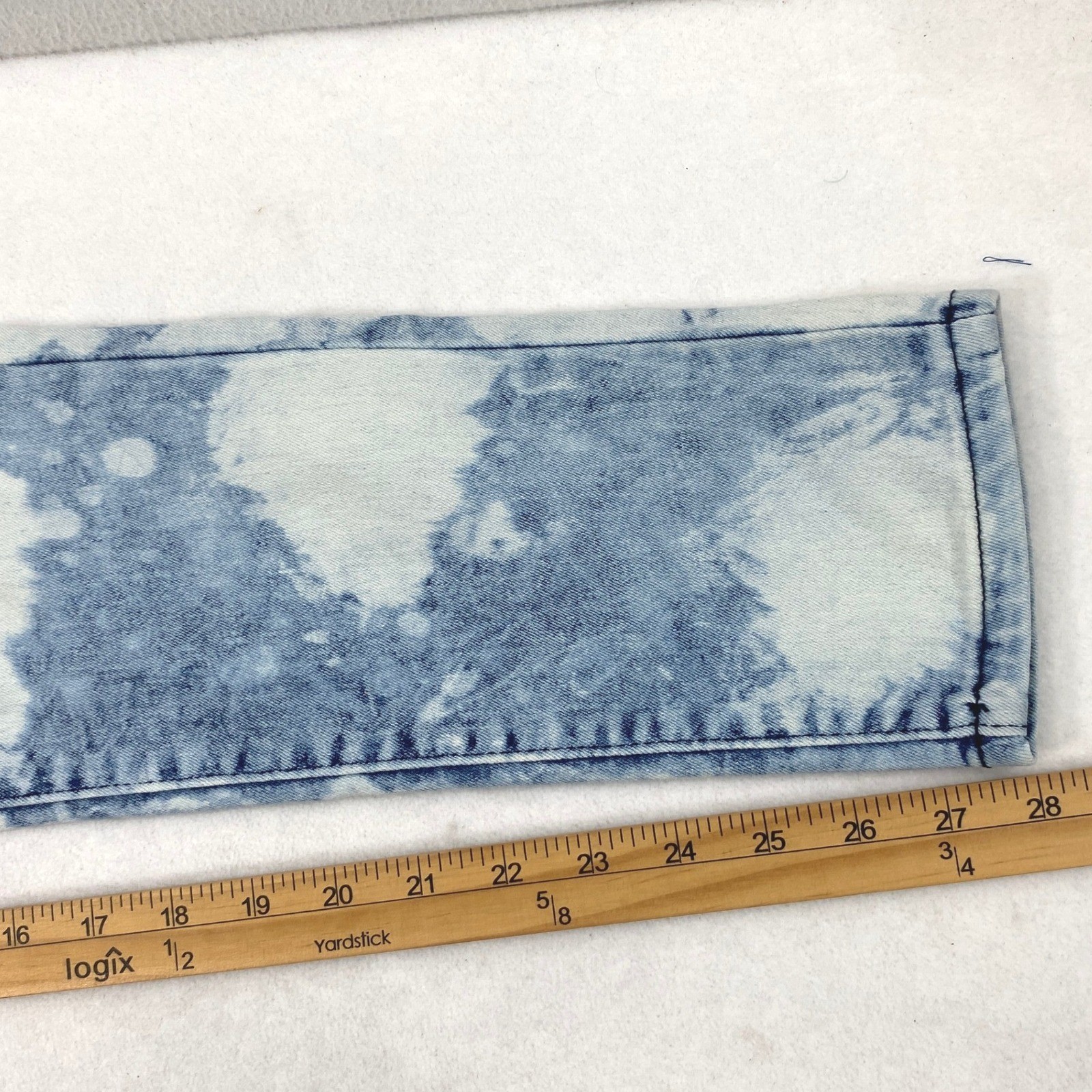 Diamond Stash Moto Skinny Jeans Womens 9 Acid Wash Bleach Blue Punk Edgy Grunge
