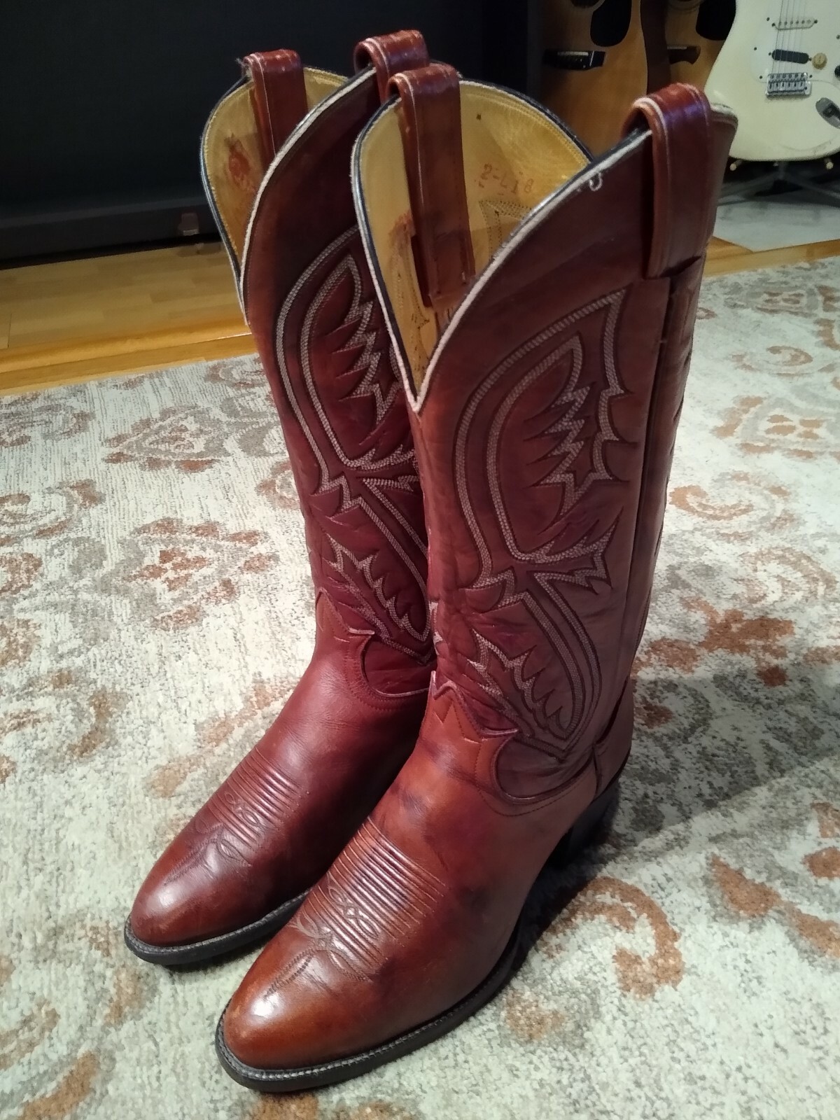 TONY LAMA BROWN MARBLED LEATHER ROUND TOE COWBOY WORK BOOTS #C8223 MEN’S 8E