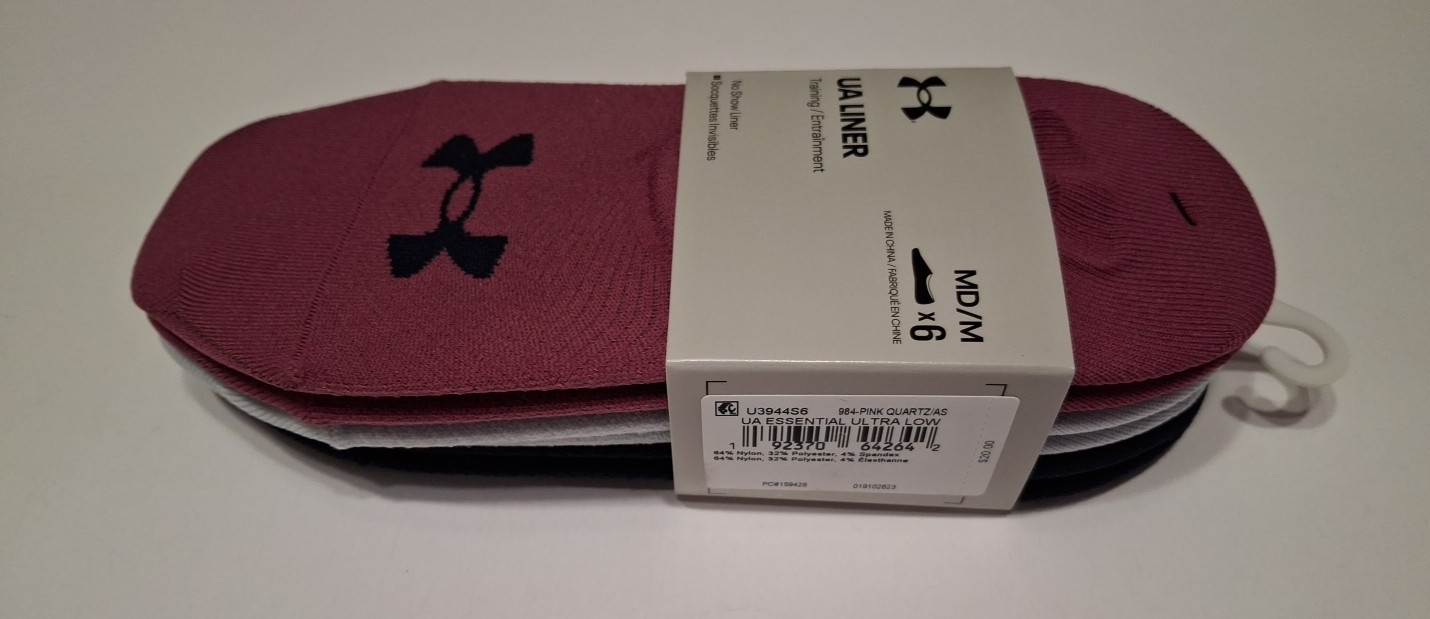 Under Armour Women’s 6 Pack No Show Liner Socks Size Medium Ultra Low NEW
