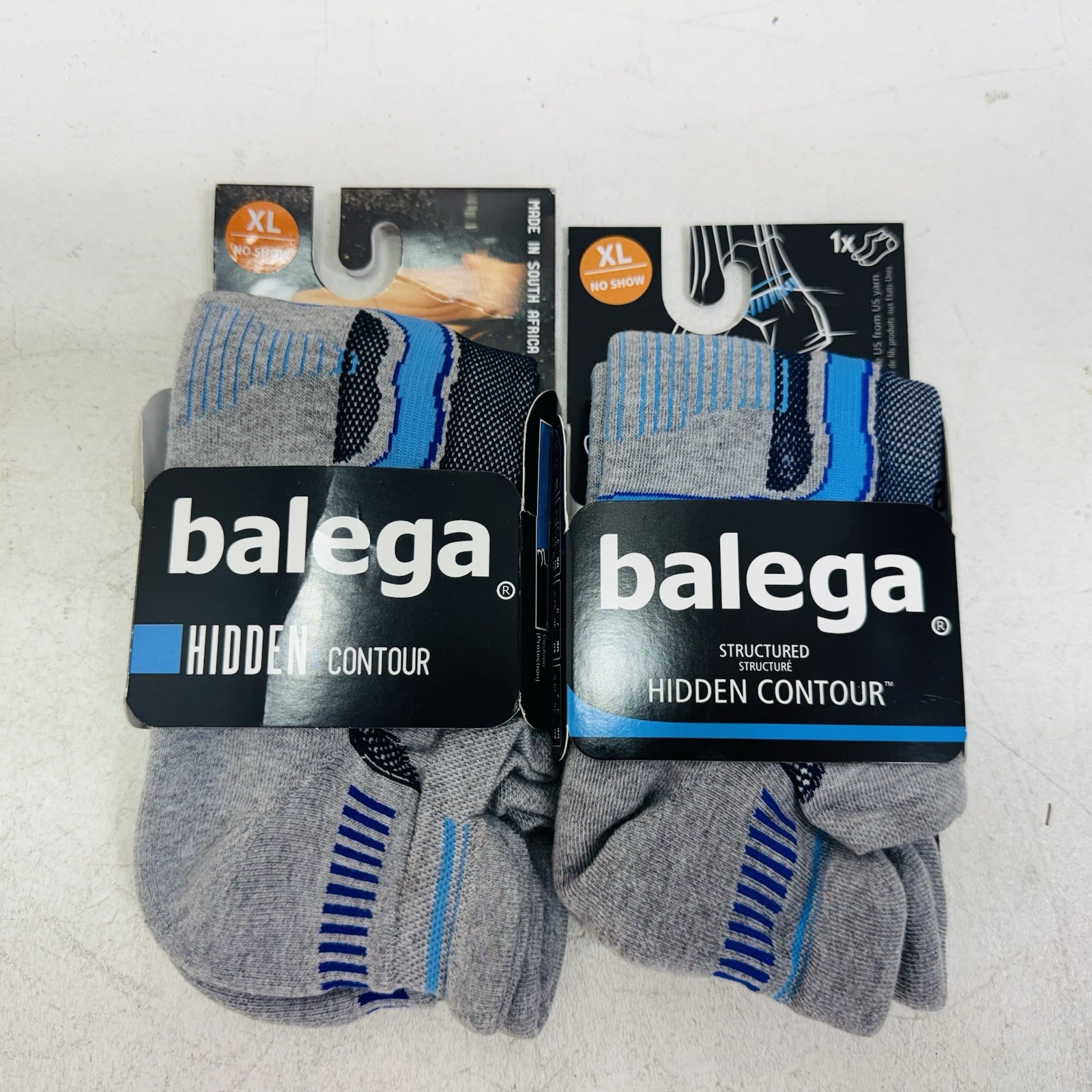 2 Pack – BALEGA HIDDEN CONTOUR NO SHOW SOCKS – Midgrey / Ink – XL MEN’S 12-14