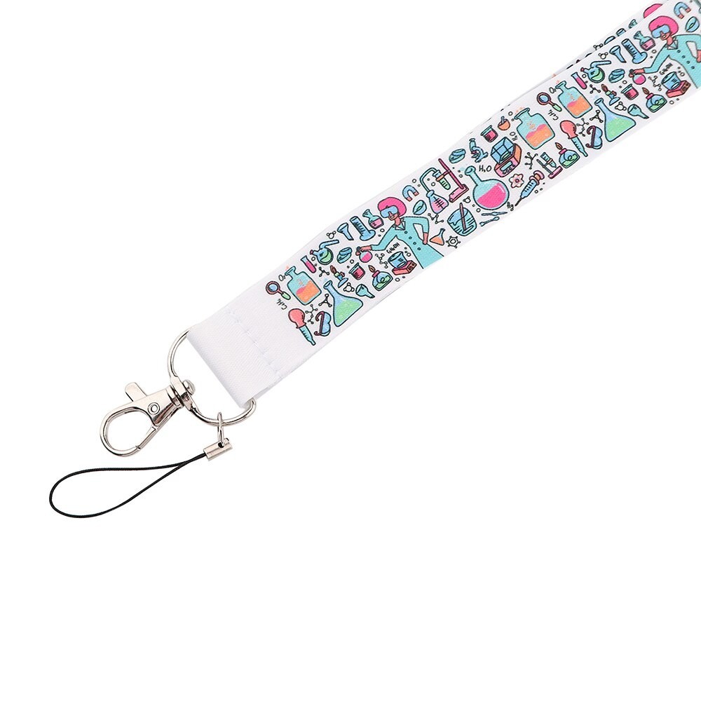 Chemistry Science Lanyard Cute Lab Beaker ID Badge Holder Keychain Strap