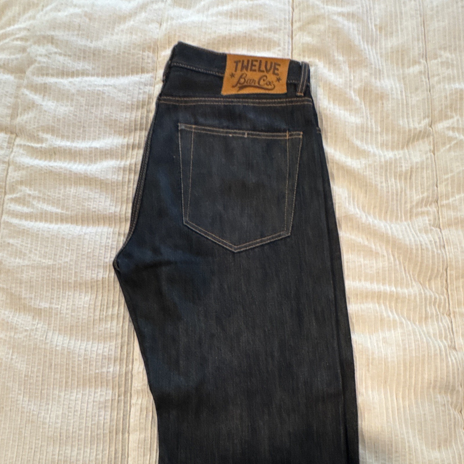 Twelve Bar Co Men’s Dark Wash Blue Denim Jeans Slim Fit Straight 5-Pocket