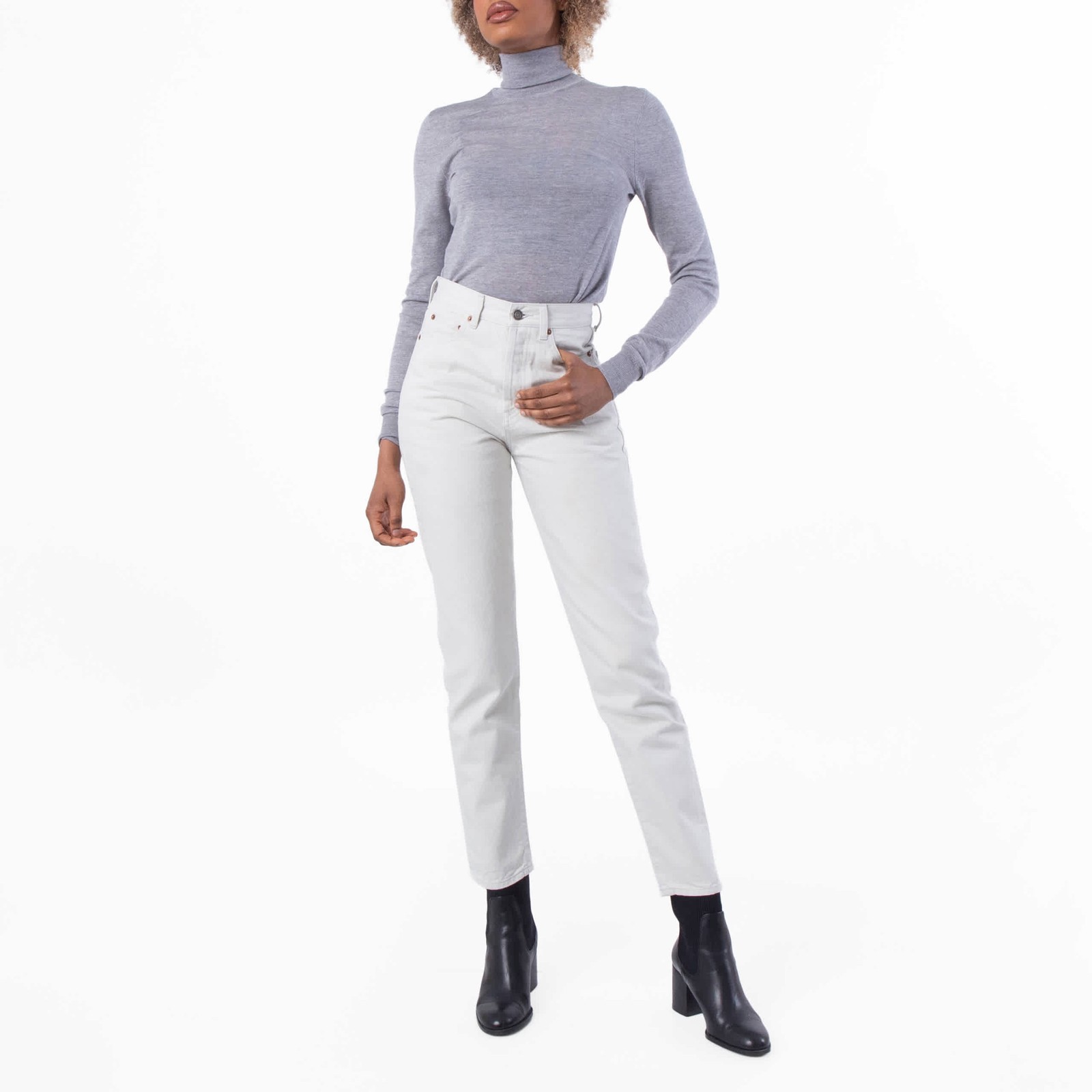 Saint Laurent Chalk White Denim Slim-Fit Jeans