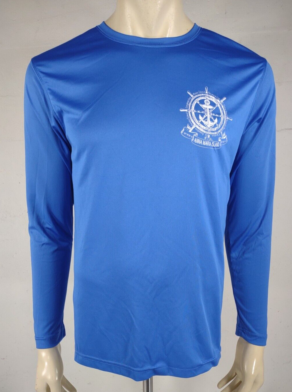 Spicy Tuna blue white Anna Maria Island long sleeve performance shirt Medium