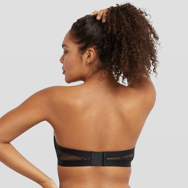 Maidenform Strapless Push Up Bra 38D Black Multiway Straps Underwire Lace SE1102