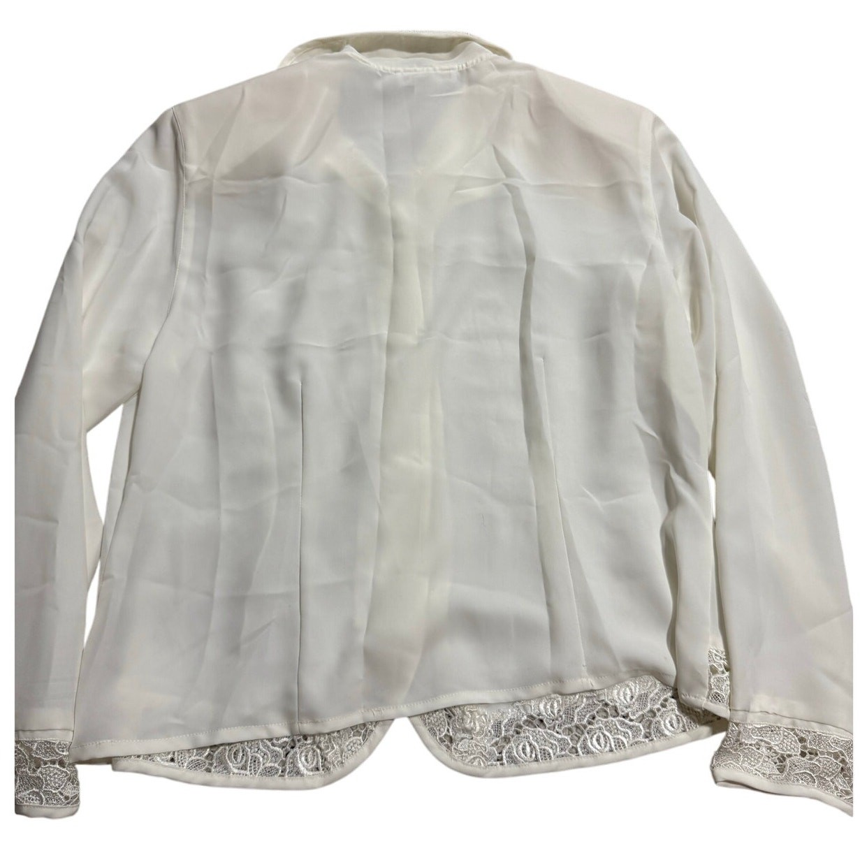 NWT VTG Susan Hutton Lace Blouse Button Up Womens Sz 12 White Secretary Academia