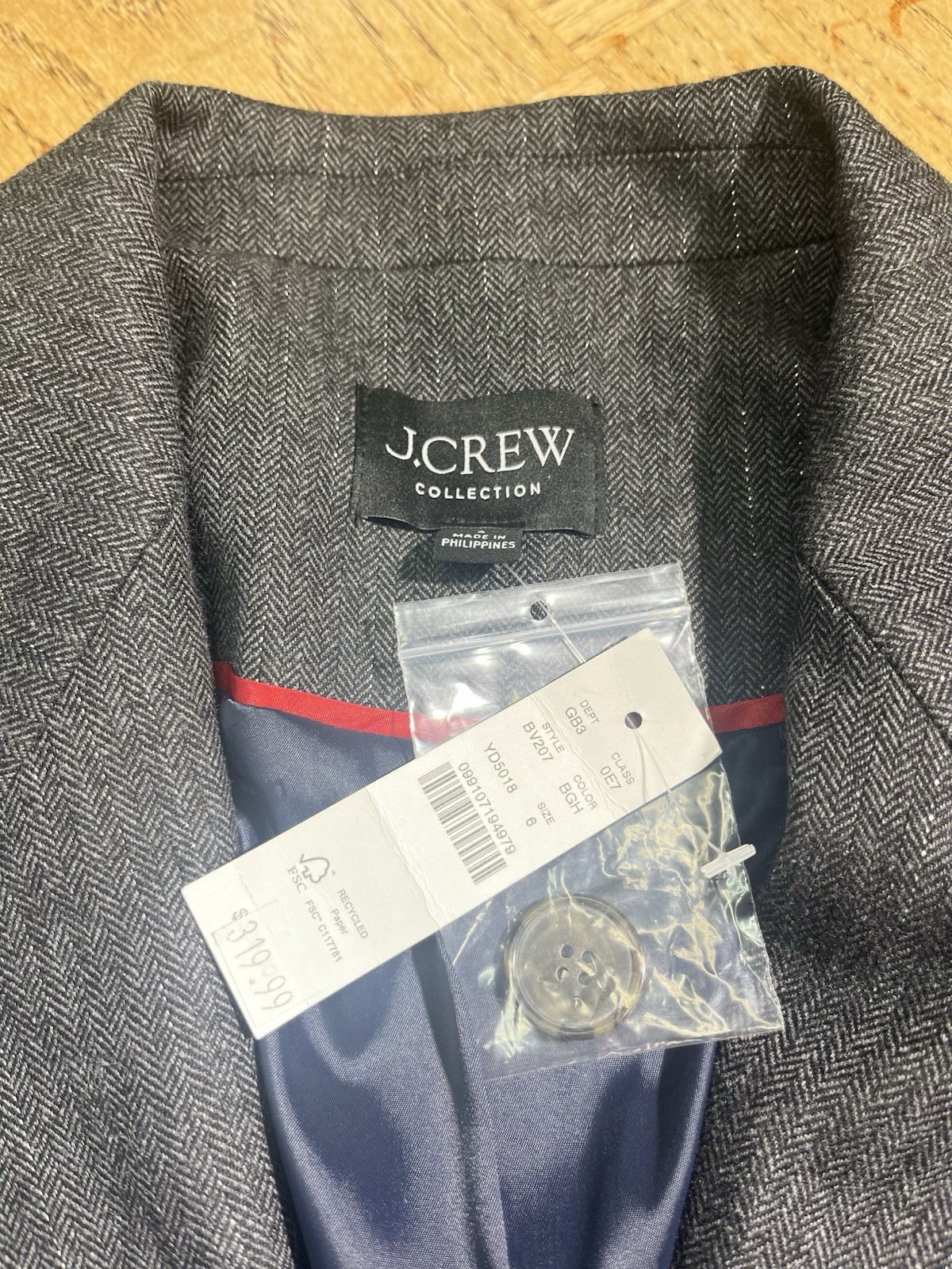 J.Crew Mario Bellucci Italian Wool Tweed Blazer Two Buttons Size 6 NWT $319