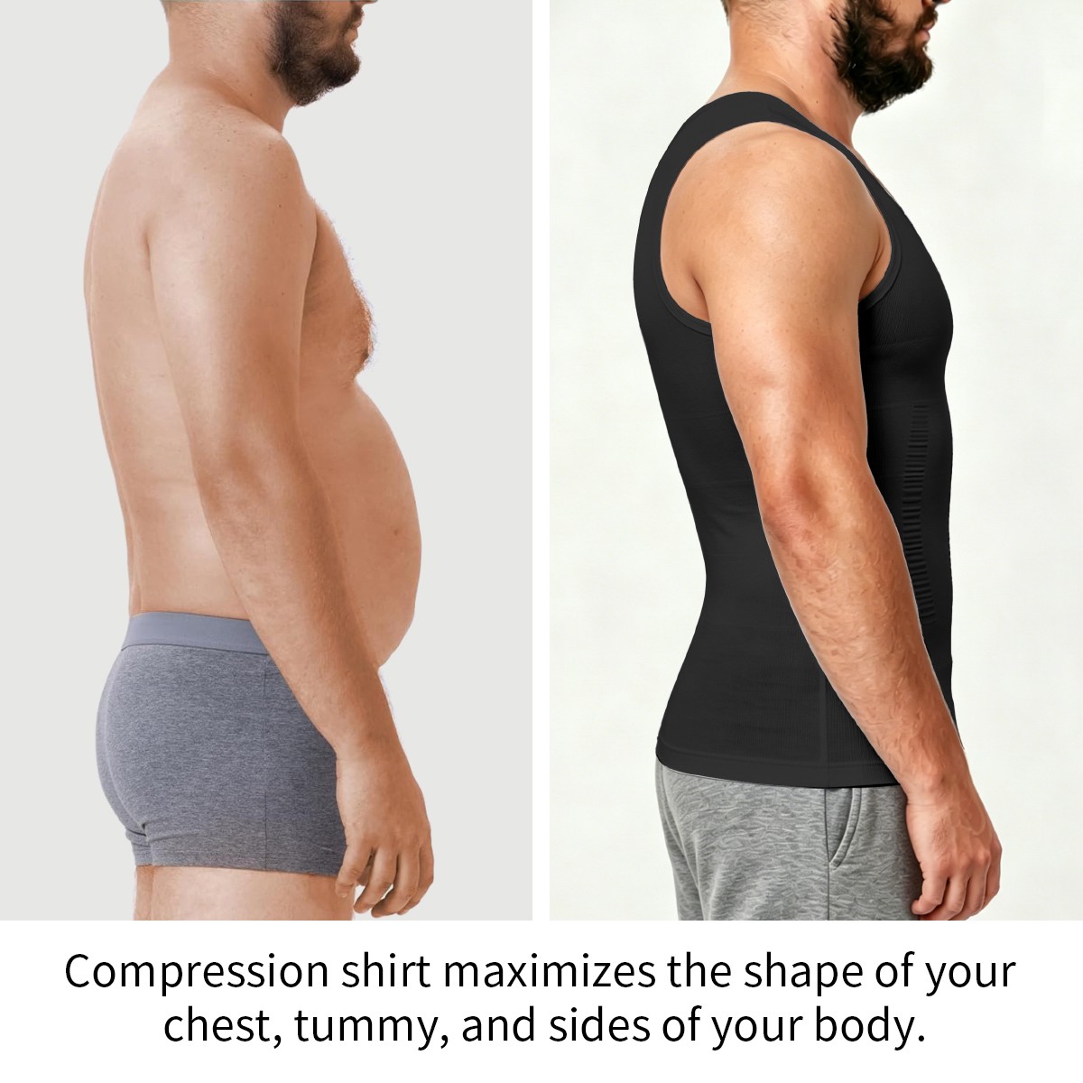 Men Compression Workout Tank Tops Slim Body Shaper Vest Tummy Control Shapewear
