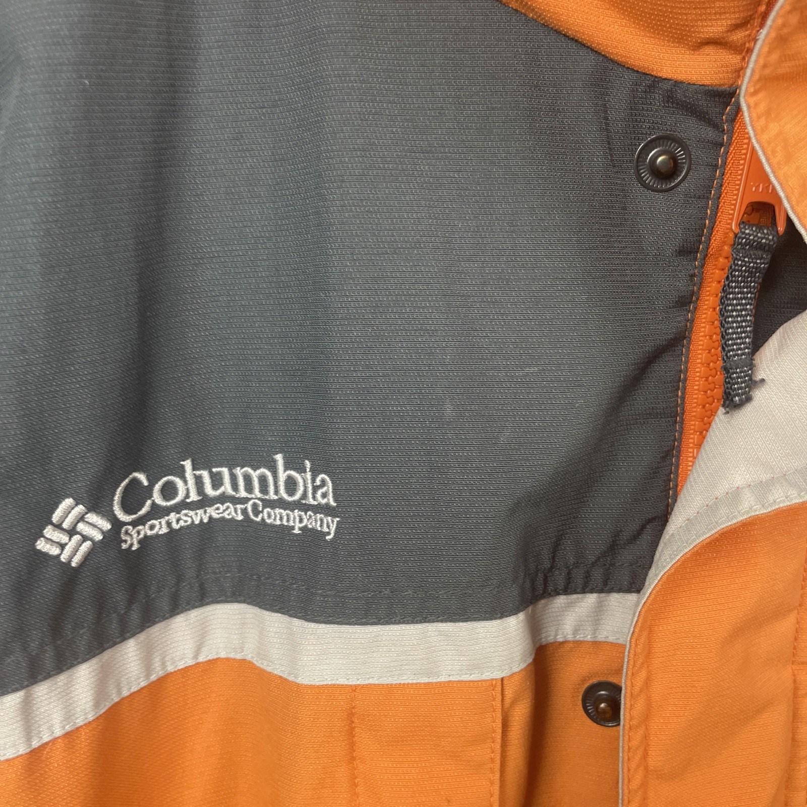 Columbia Men’s Full Zip Jacket Orange Gray Colorblock L Regular Stand-Up Hooded