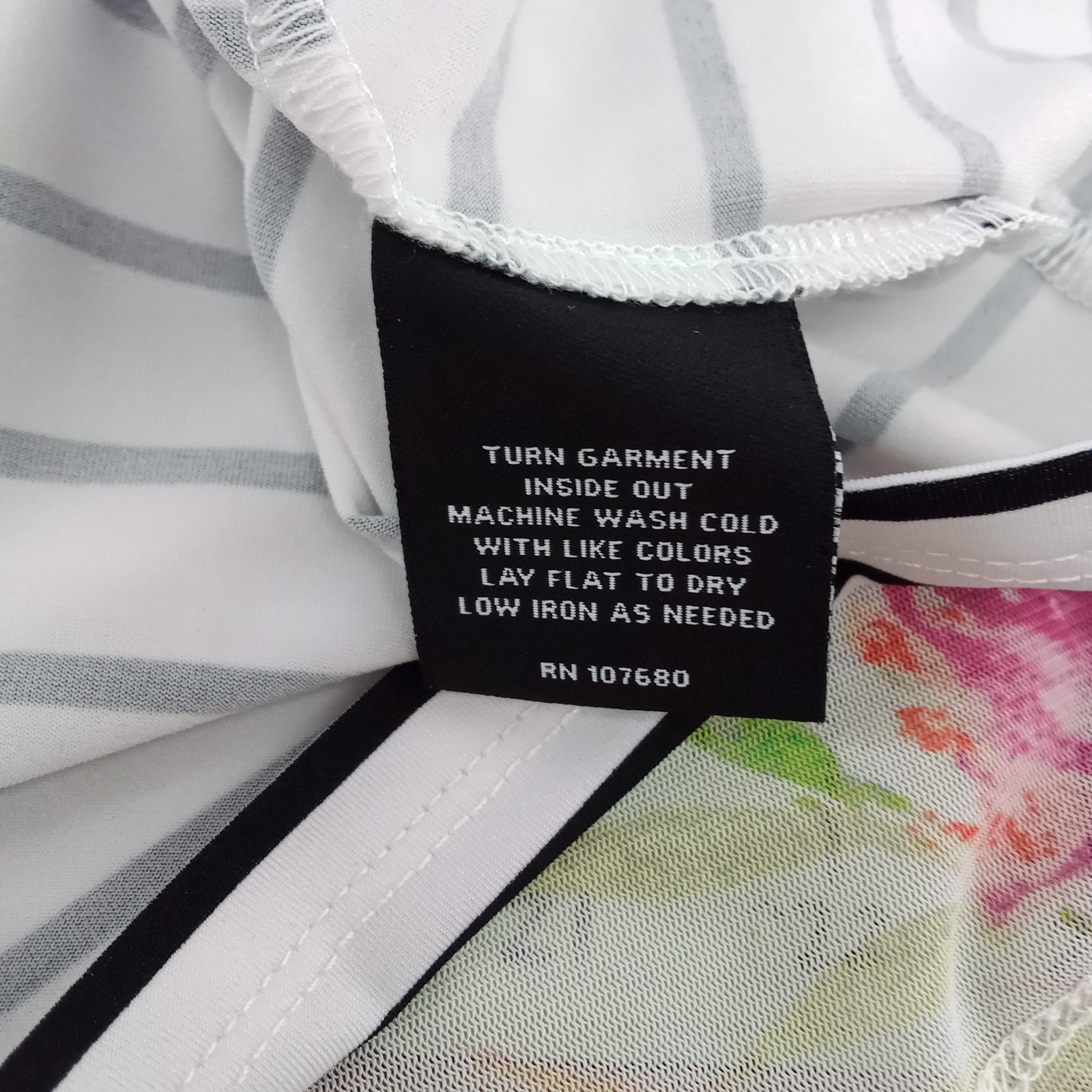 Nue Options Blouse Women Size PL White Floral Sheer Top Lined Shirt 3/4 Sleeve