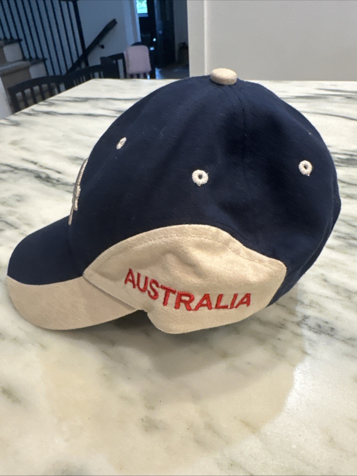Kangaroo Australia Hat Cap Strap Back Blue Tan One Size Cotton Casual Adjustable