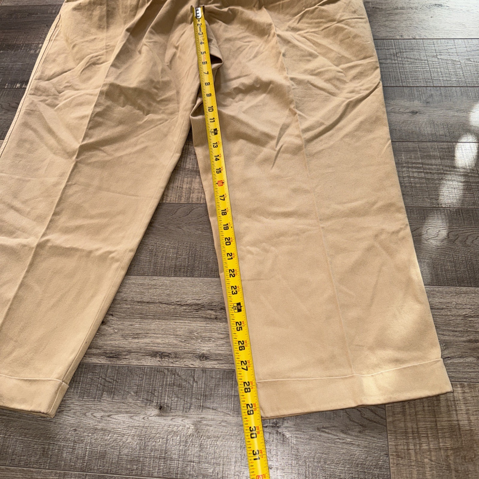 Cremieux Pants Mens 42×30 Beige Pleated Chino Classic Fit Straight Leg Casual