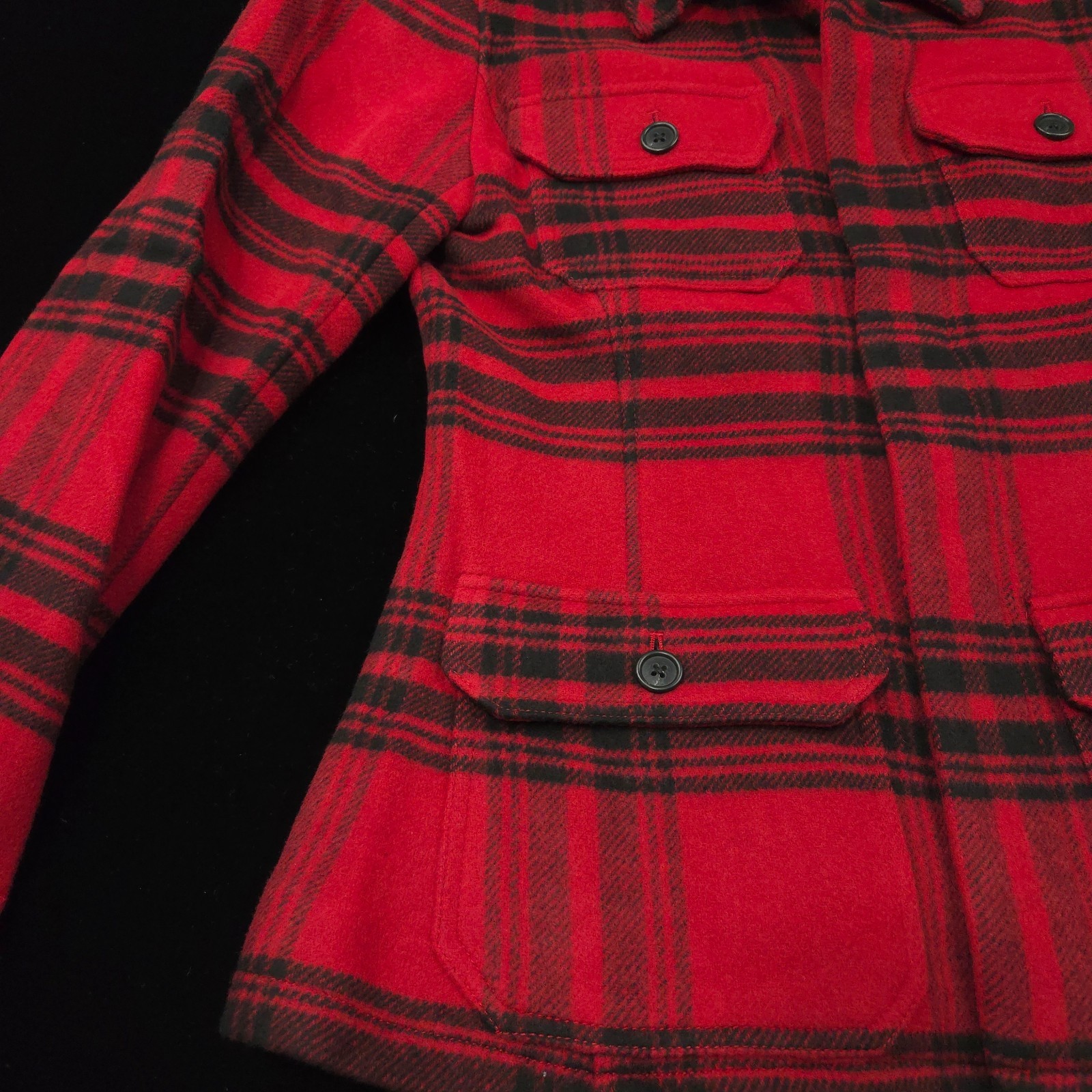 NEW Polo Ralph Lauren Womens Wool Jacket -12 Red Black Peacoat Flannel Coat $698