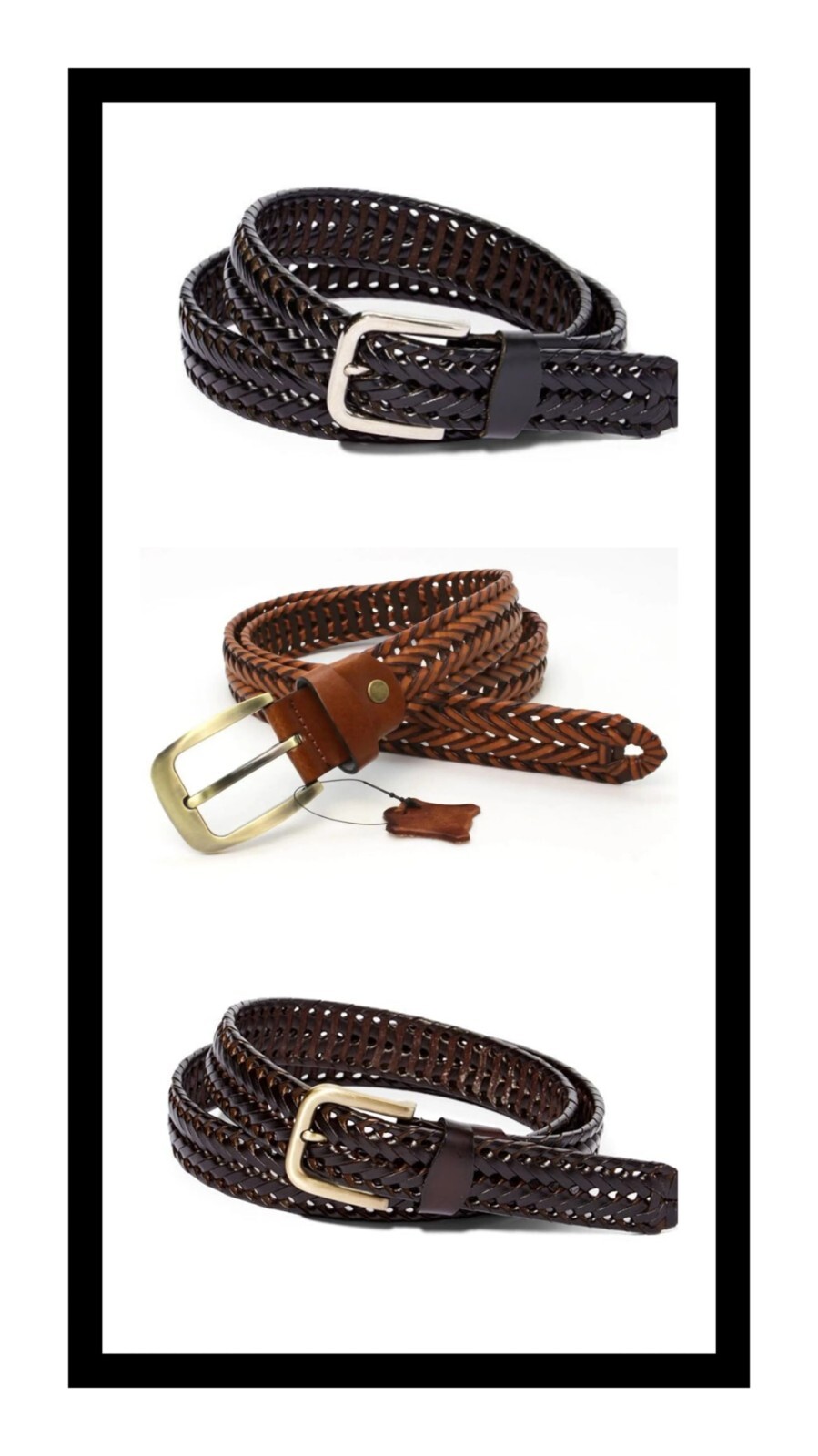 EMP Unisex Braided Leather Belt – 3 colors