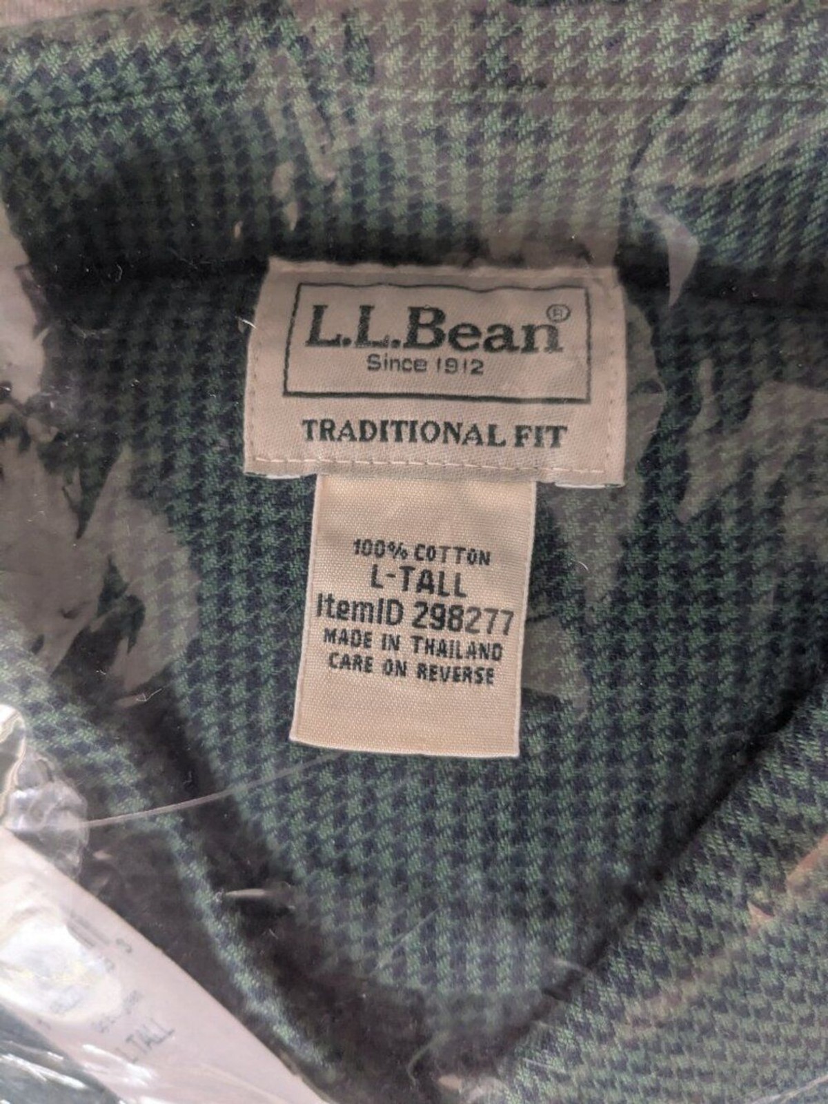L.L. Bean Wicked Good Flannel Shirt – Deep Evergreen Houndstooth – L Tall