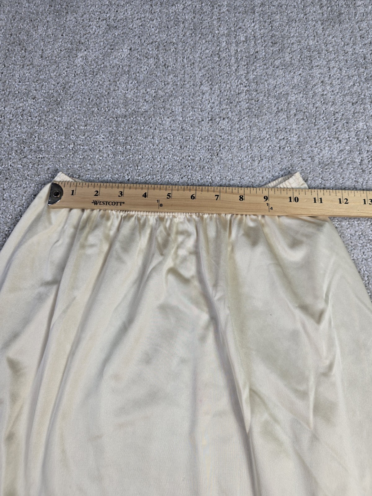 Vanity Fair S Vintage Slip Stretch Lace Slit Small Nylon USA Ivory Skirt READ