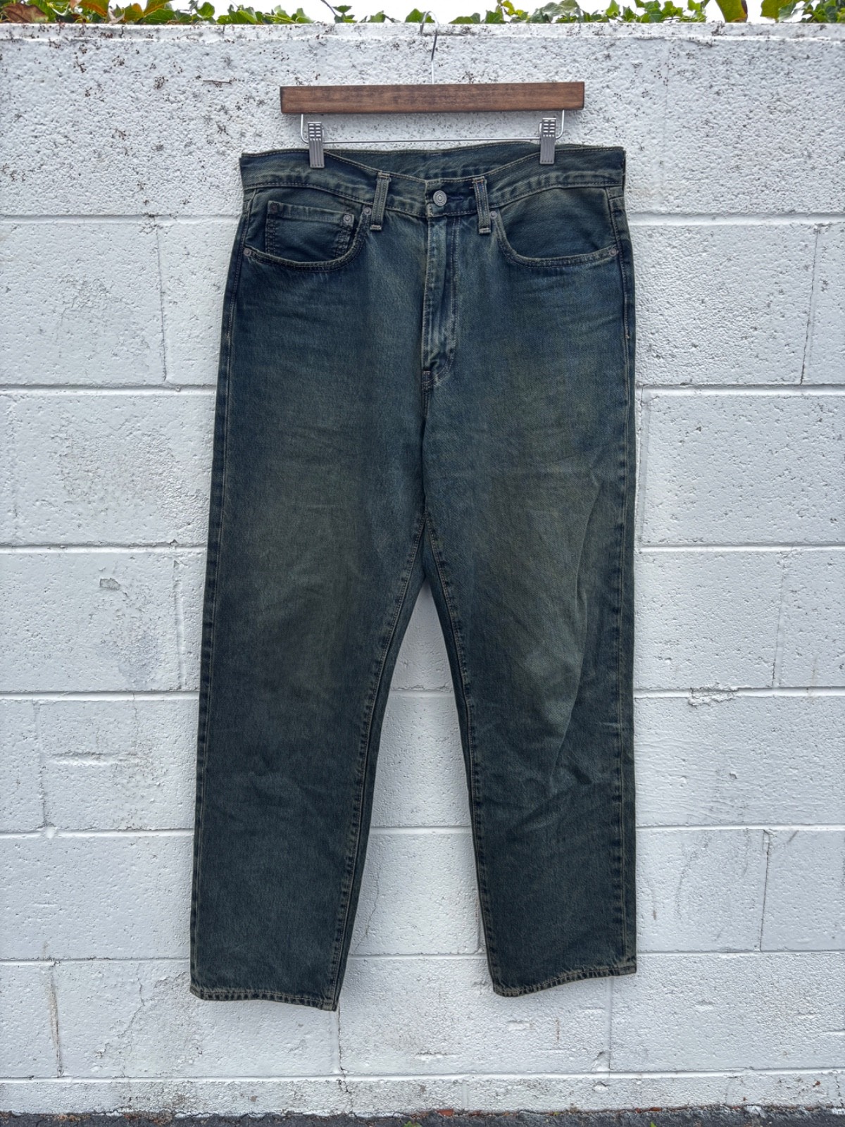 levis 568 loose straight dark green jeans size 34×34