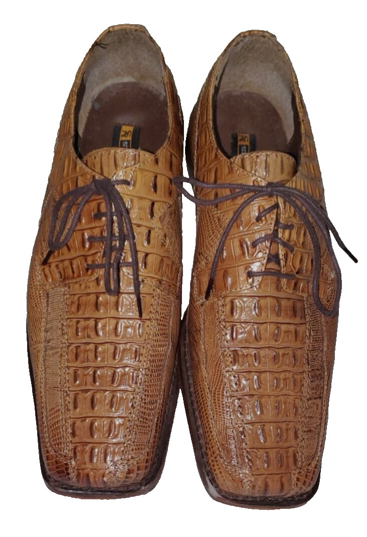 STACY ADAMS ASHER SQUARE TOE DRESS SHOE ALLIGATOR PRINT MEN SIZE 9.5 #24290