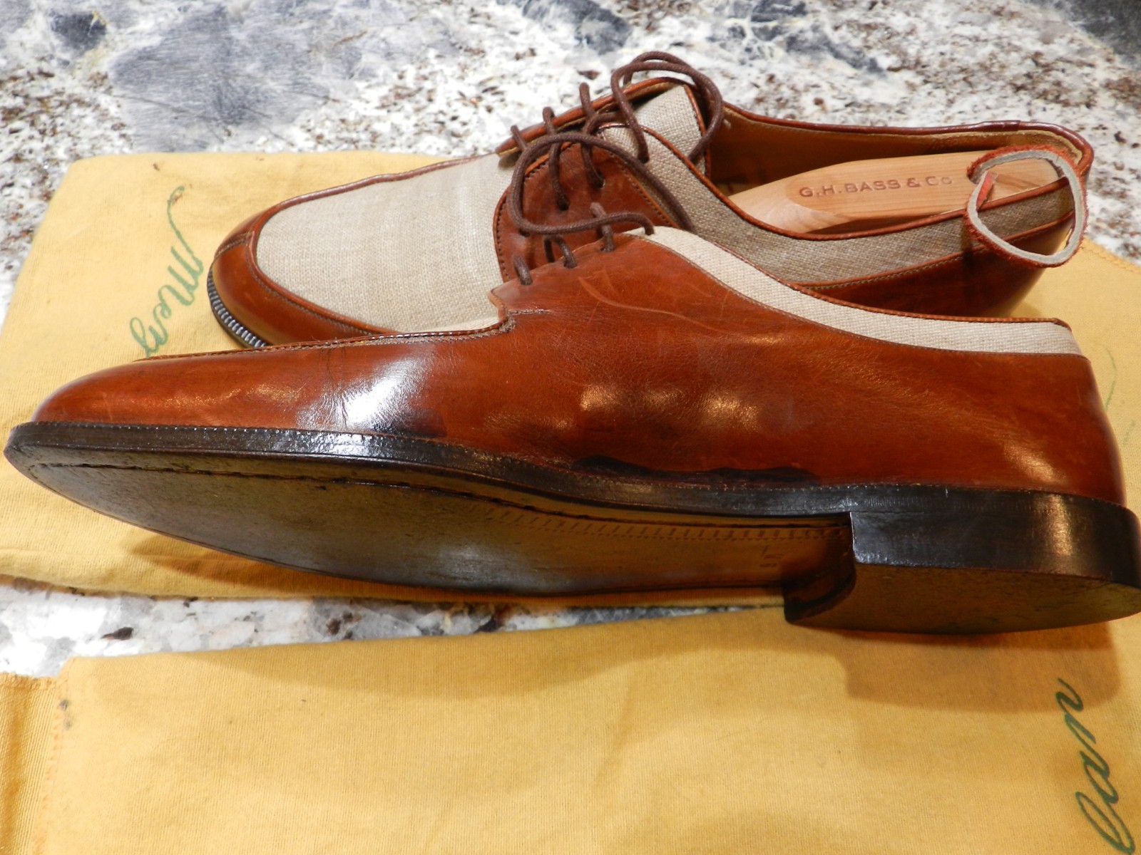 RARE Mezlan Naples brown men’s shoes with linen trim