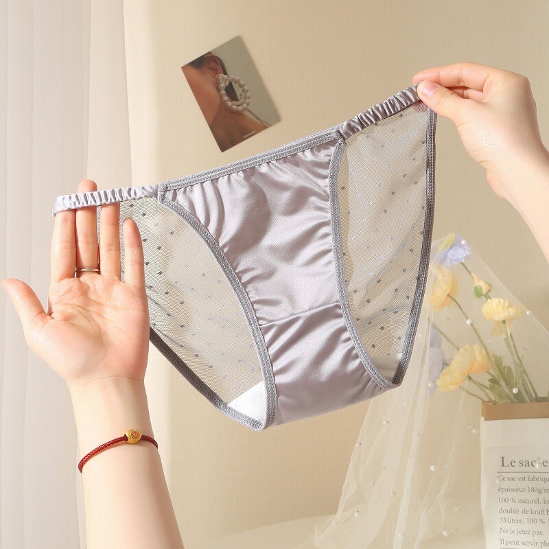 5 Pack Lot Womens Satin Panties String Bikinis Sheer See Through Brief Underwear