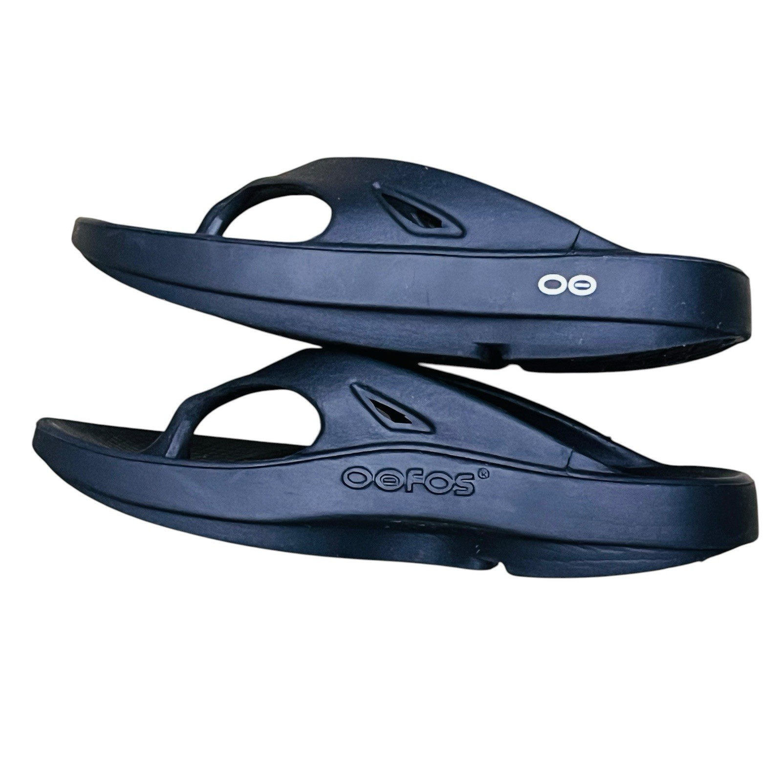 Oofos Oolala Recovery Sandals Womens Sz US 7 Luxe Flip Flop Thong Black