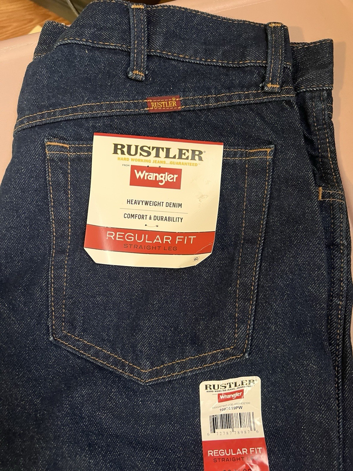 Rustler by Wrangler Regular Fit Straight Leg Jeans Men’s 38×32 Dark Wash NWT