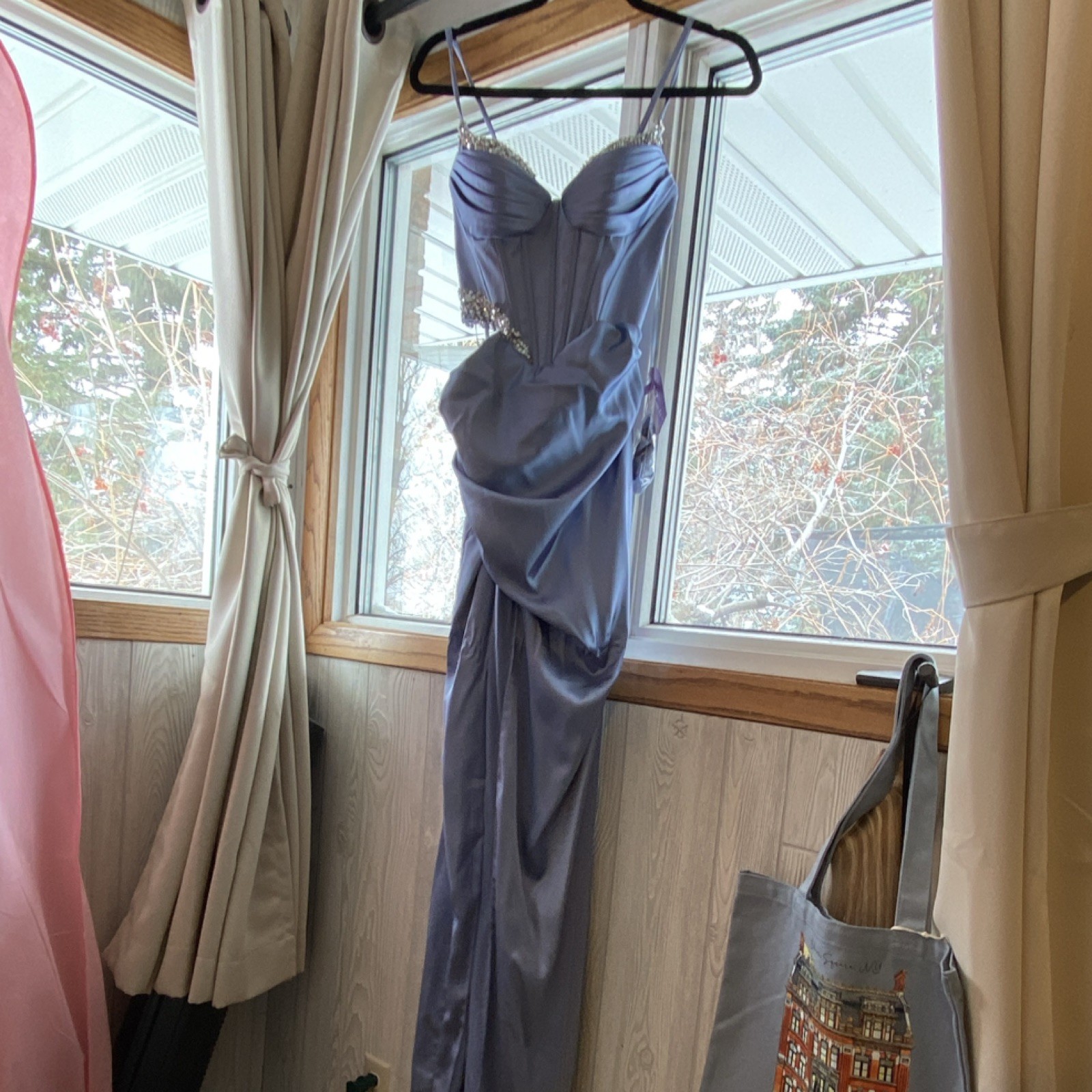 Ladivine by Cinderella Divine Satin Prom Dress Lavender Sleeveless Size 4
