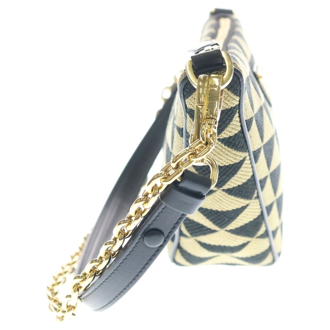 PRADA Triangle Logo Plate Canvas Leather 2-way Hand Chain One Shoulder Bag Used