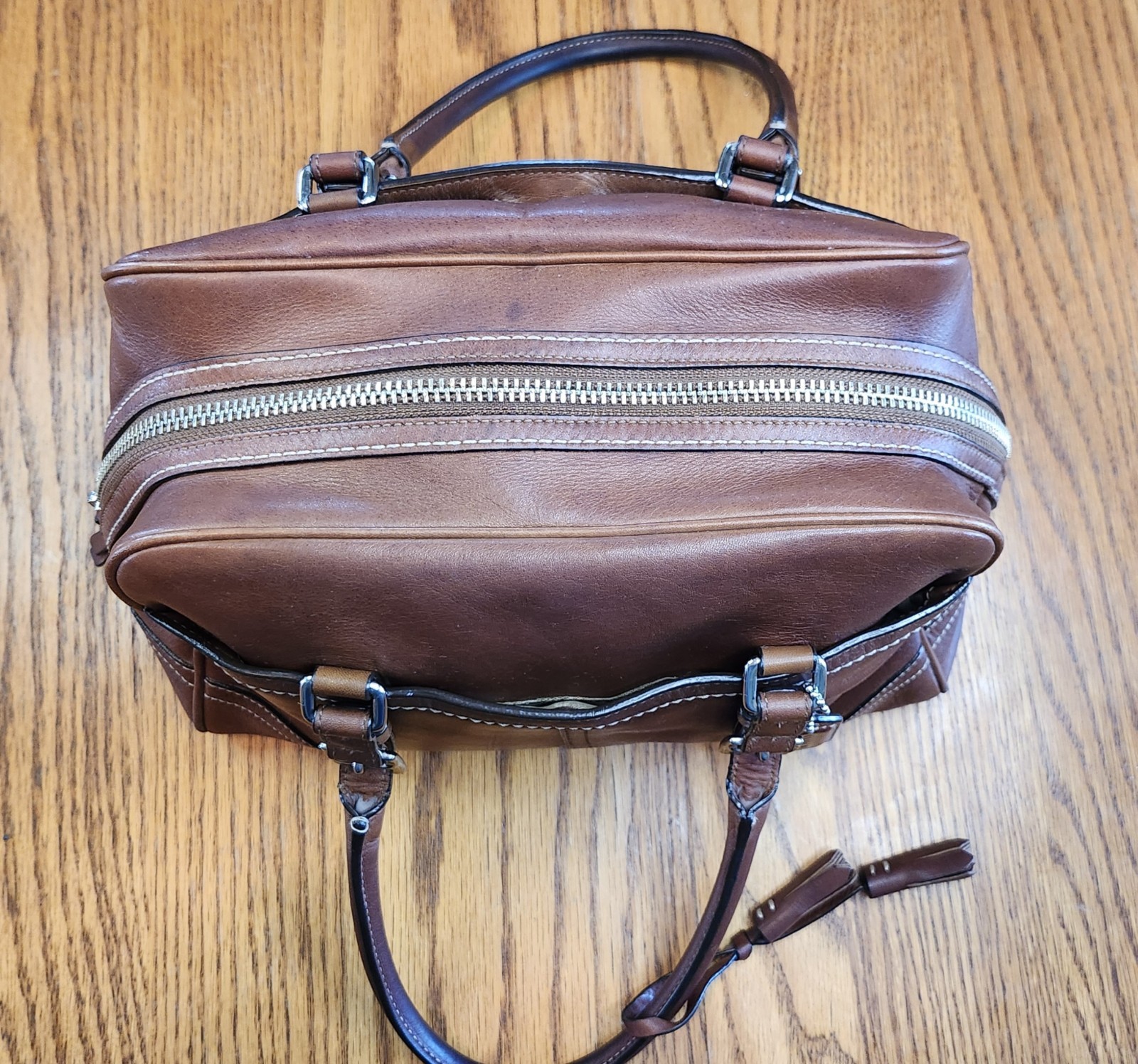 Vintage Coach Hamilton Tanned Cognac Brown Leather Tote Bag Satchel y2k