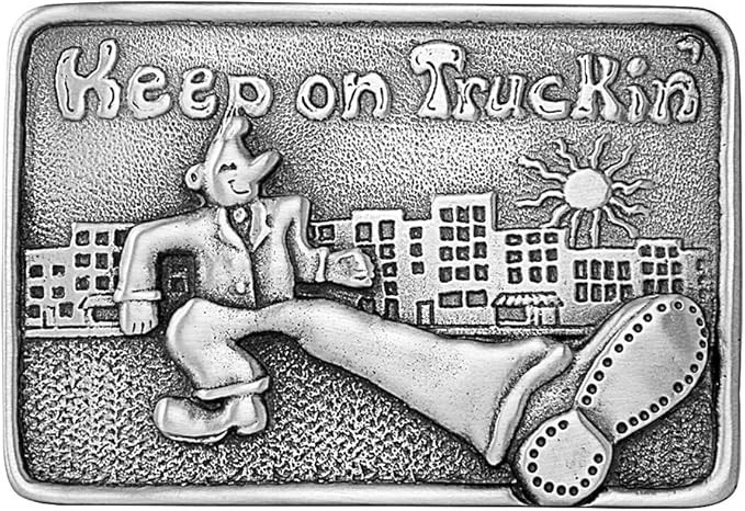 Vintage 1970’s Design Solid Pewter Keep on Truckin’ Belt Buckle – USA made