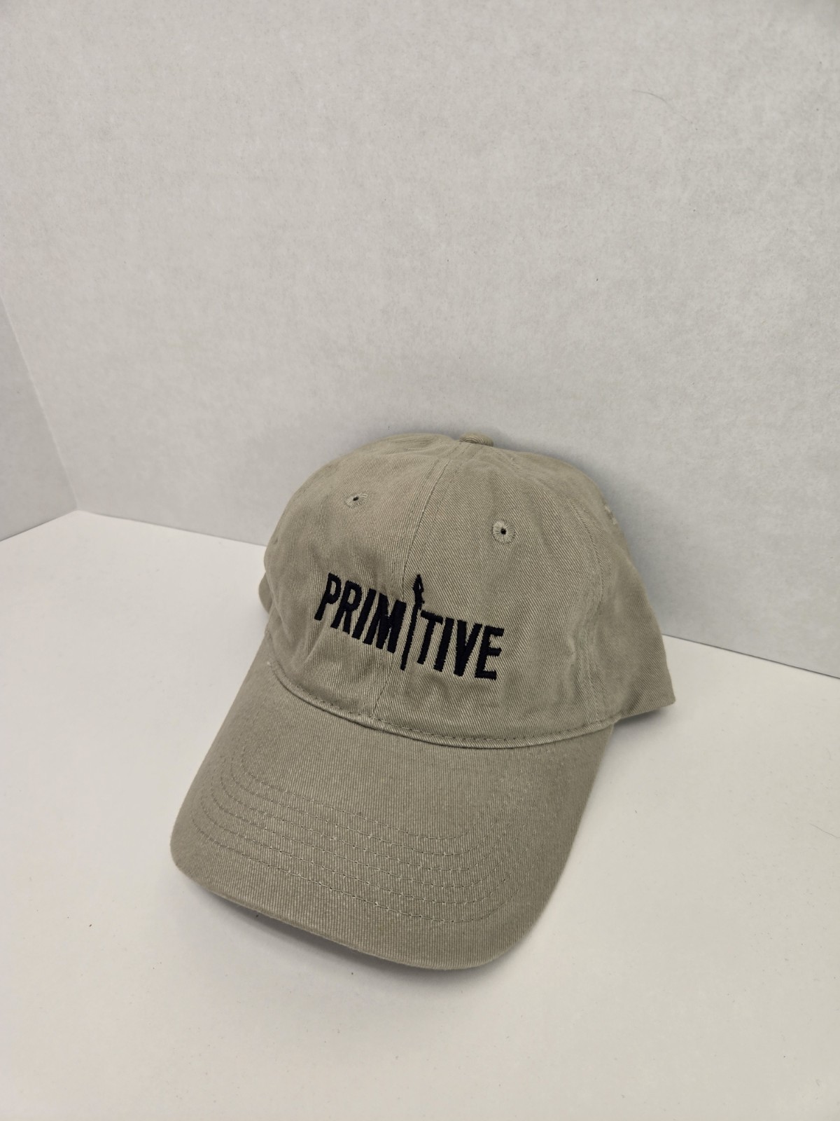 Primitive Tan Khaki Strapback Baseball Hat Outdoor Nature Camping Spellout Cap