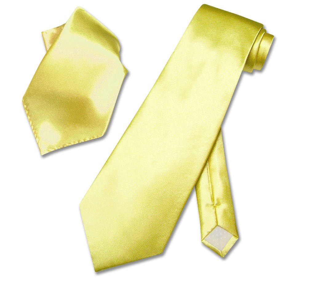 Solid YELLOW NeckTie Handkerchief Matching Mens Neck Tie Set