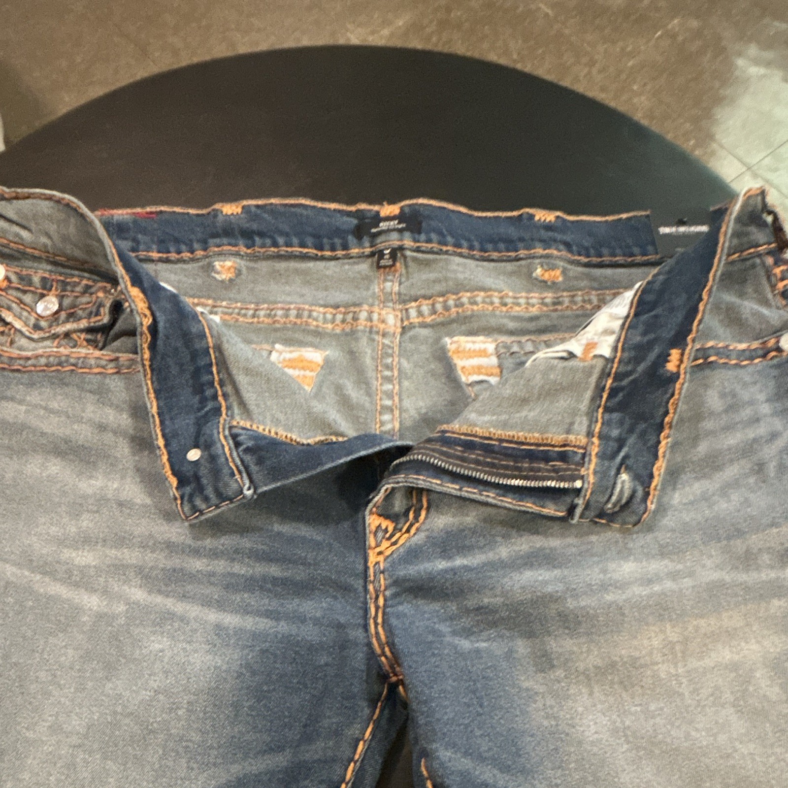 New Men’s True Religion Ricky Super T Blue Medium Wash Denim Shorts Size 46