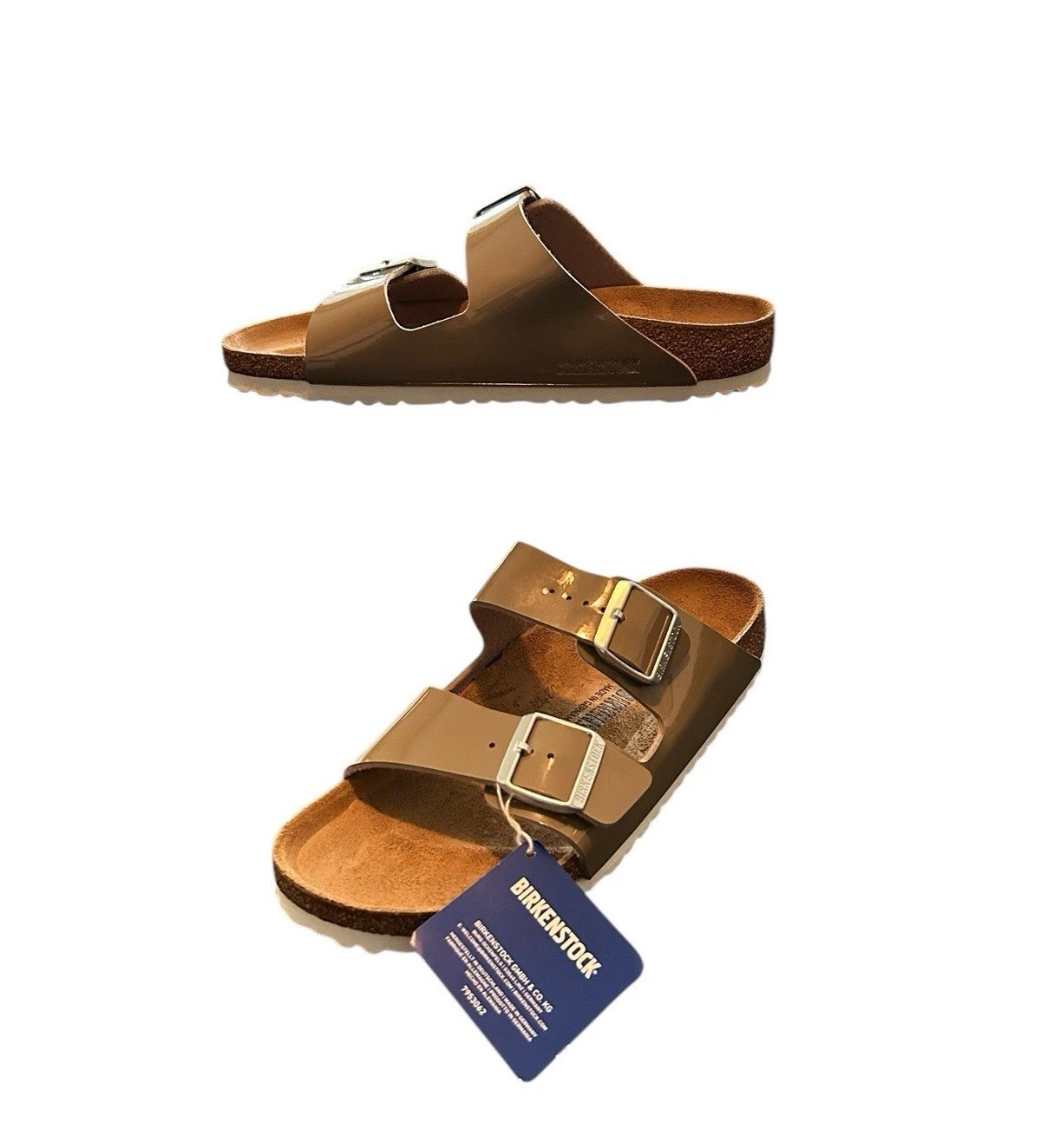 Birkenstock Birko Flor Arizona Patent Sand 1013069 Medium/Narrow Size 42 New