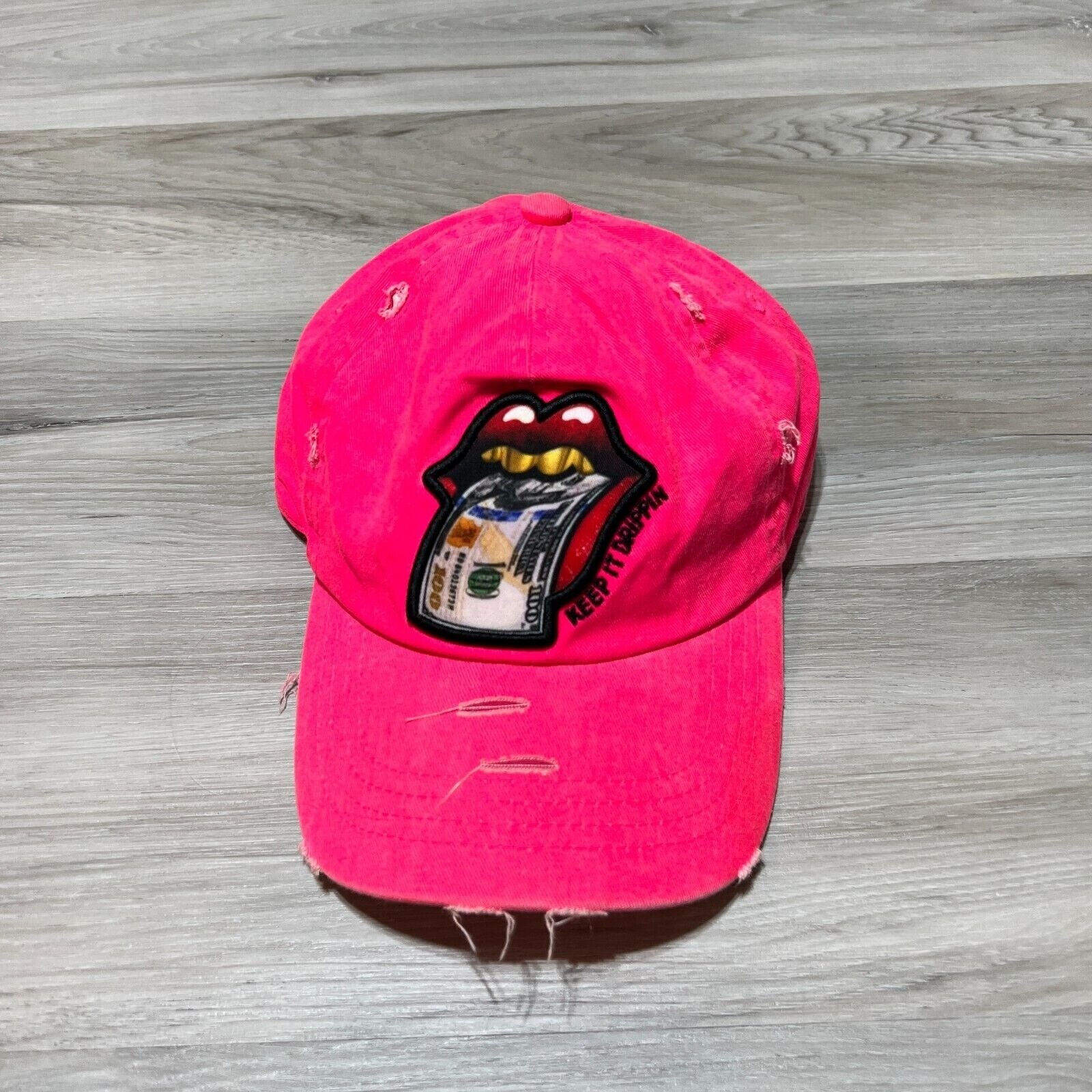 Muka Keep it Drippin Strapback Hat Pink Canvas Streetwear 100 Dollar Bil Mouth