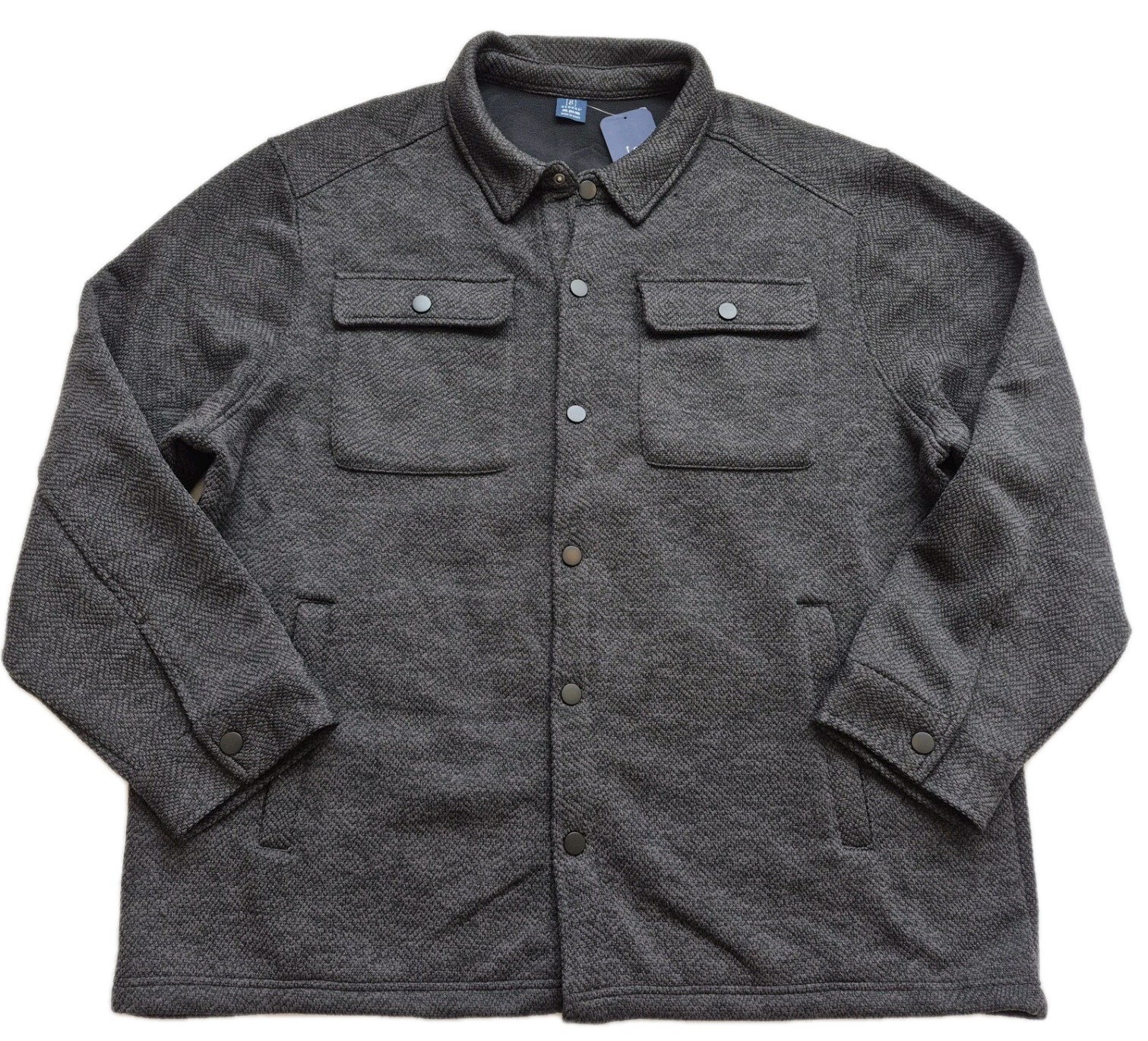 George Men’s Knit Fleece Shirt Jacket Black Soot Heather Size 3XL New