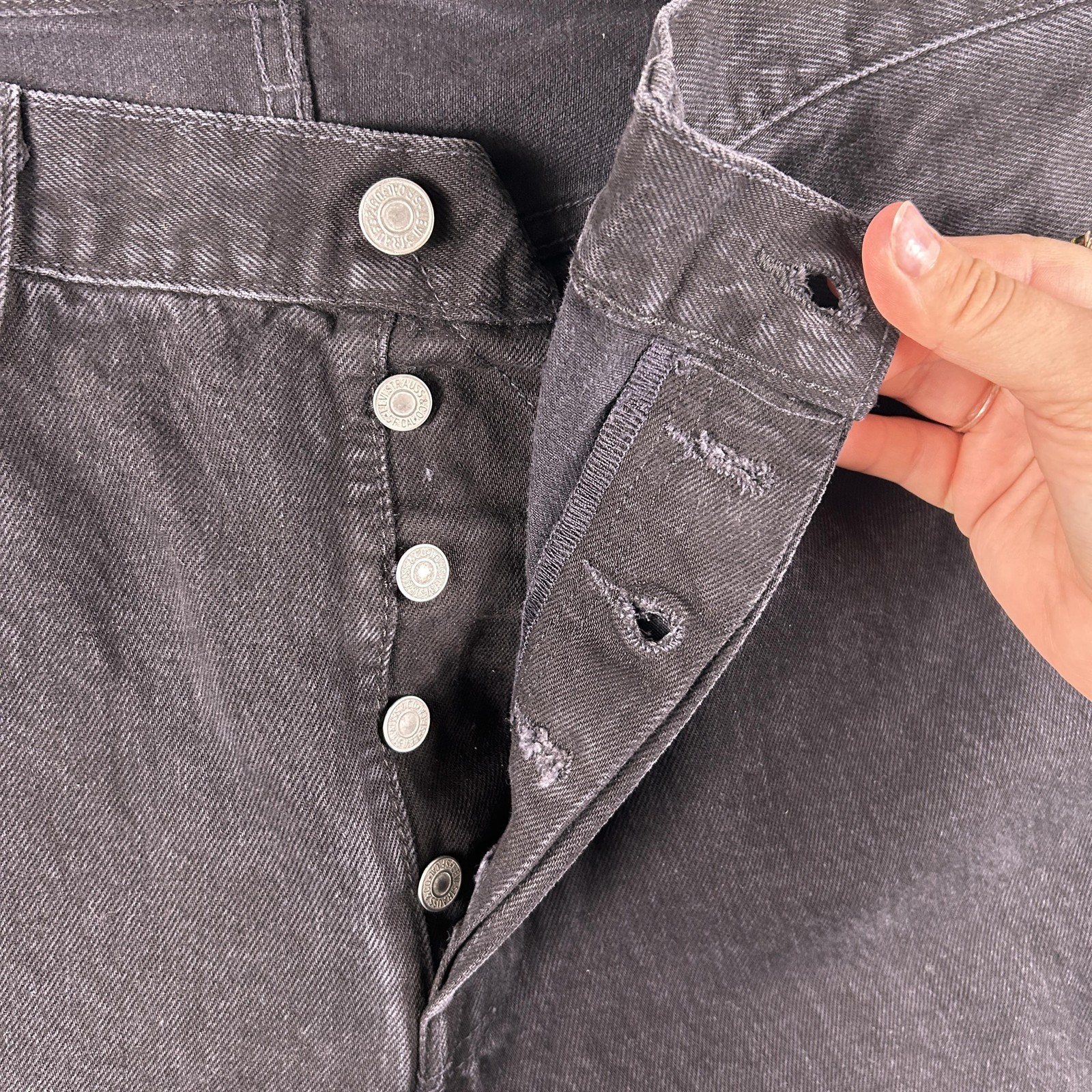 Levis 501 DT Denim Tears Jeans Mens 36×34 Charcoal Denim Straight Button Fly