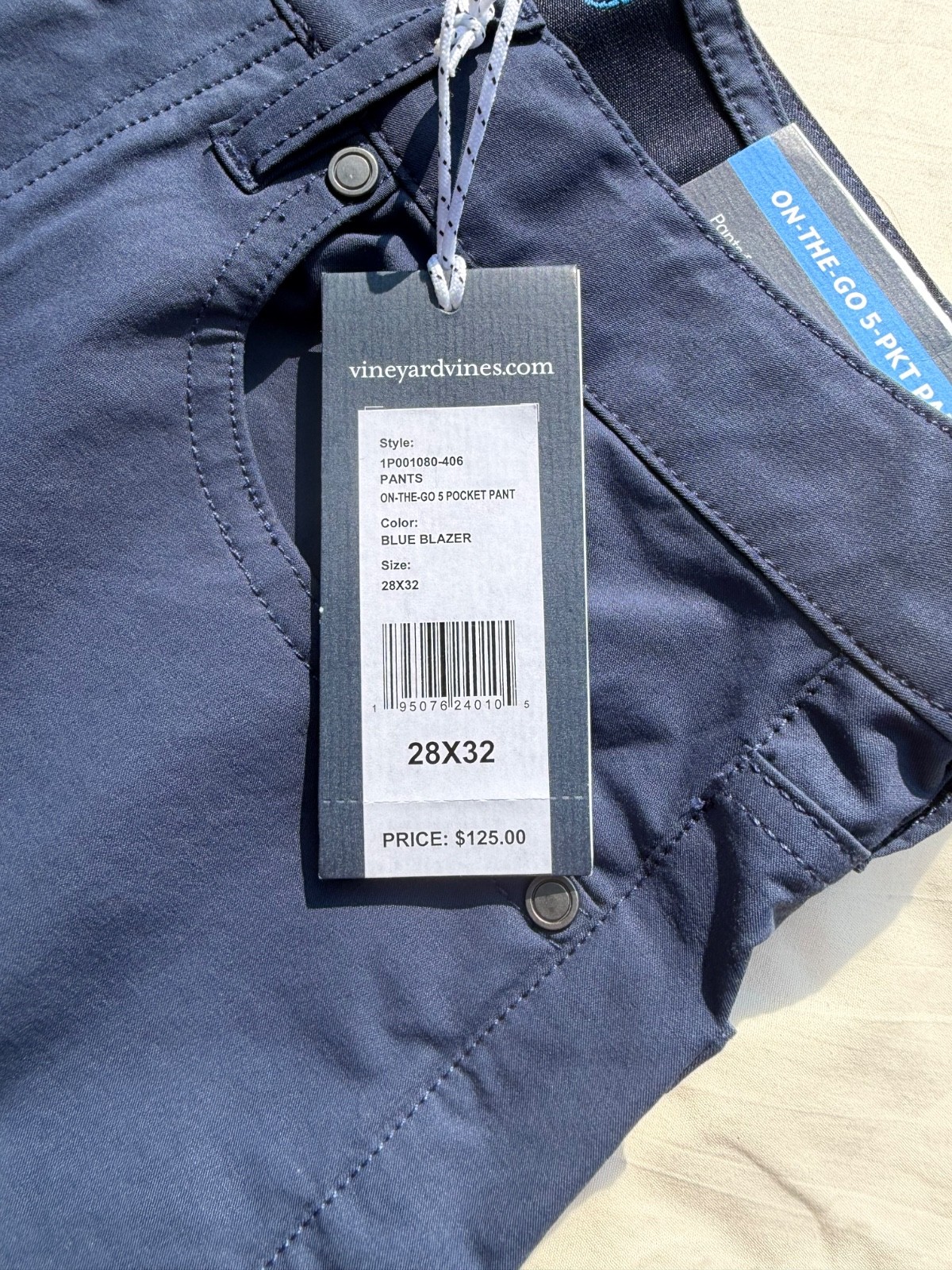 Vineyard Vines On-The-Go 5 Pocket Pants Men’s 28×32 Blue Blazer NWT Performance