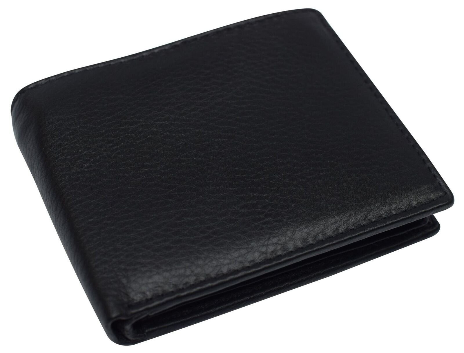 RFID Blocking Men’s Bifold Leather Wallet With Double Center Flap And 3 ID Windo