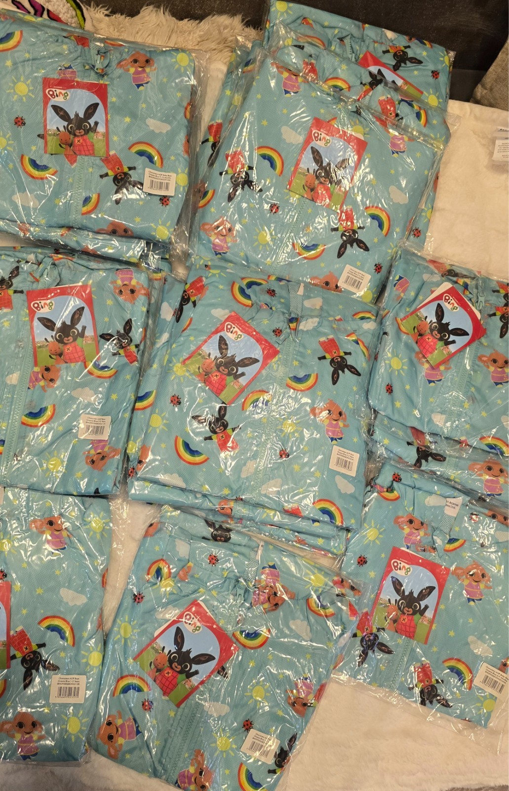 Bing bunny rainbow AOP rain all in Puddle Suit 6-9-12-18 Months 1-2-3-4 years