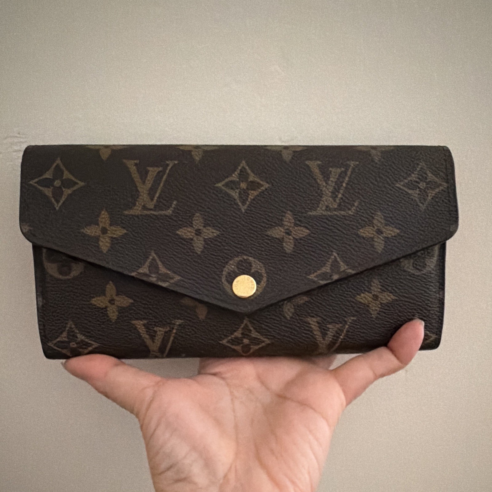 Louis Vuitton Monogram Brown Envelope Snap Folding Wallet for Women