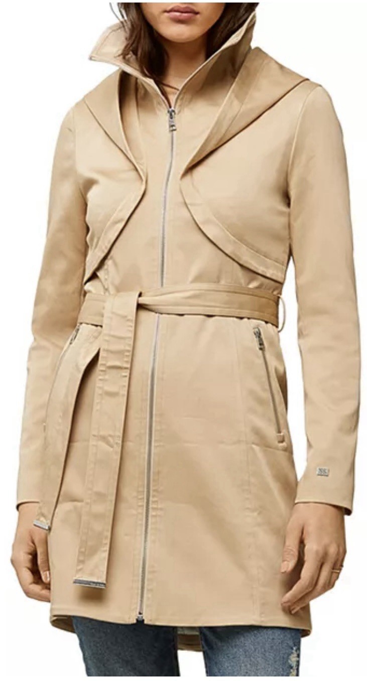 Soia & Kyo Arabella Belted Above The Knee Hooded Trench Coat All Seasons Sz M