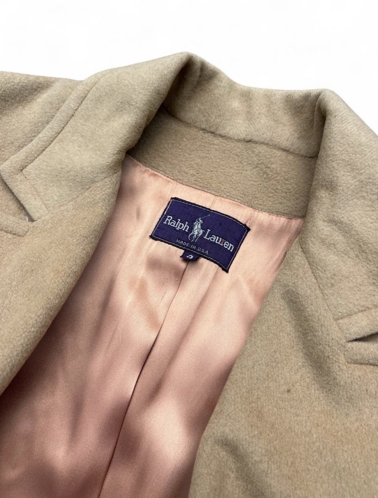 Ralph Lauren Purple Label Camel Hair Coat Women’s Double Breast 80s/90s Vintage