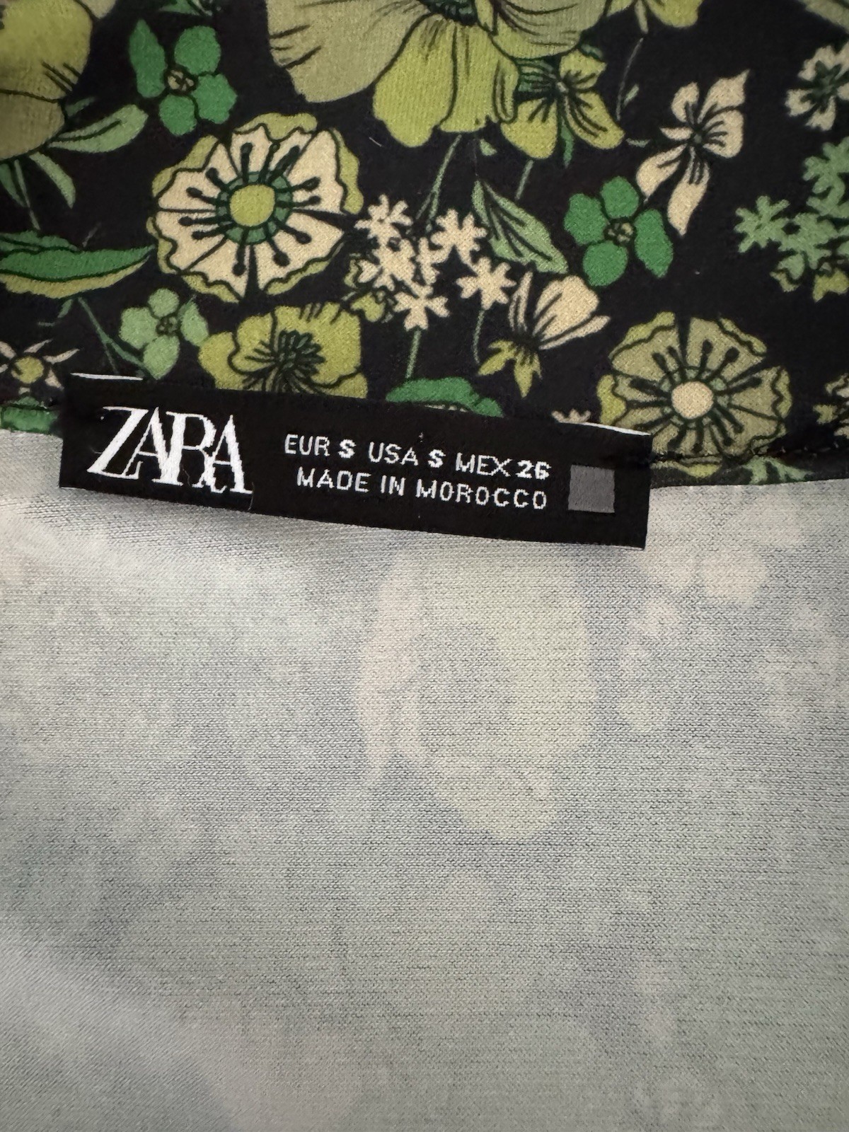 Zara Womens Small Green Floral Mini Dress Long Sleeve Collared Button Front