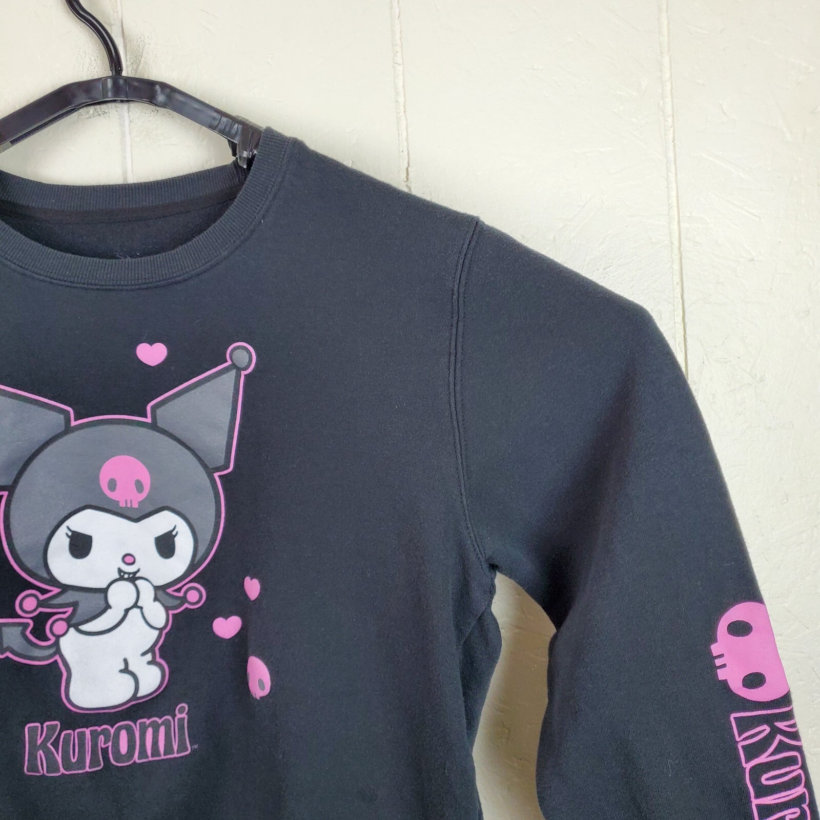 Kuromi Sweatshirt Womens Extra Large Black Crew Neck Long Sleeve Graphic Stretch